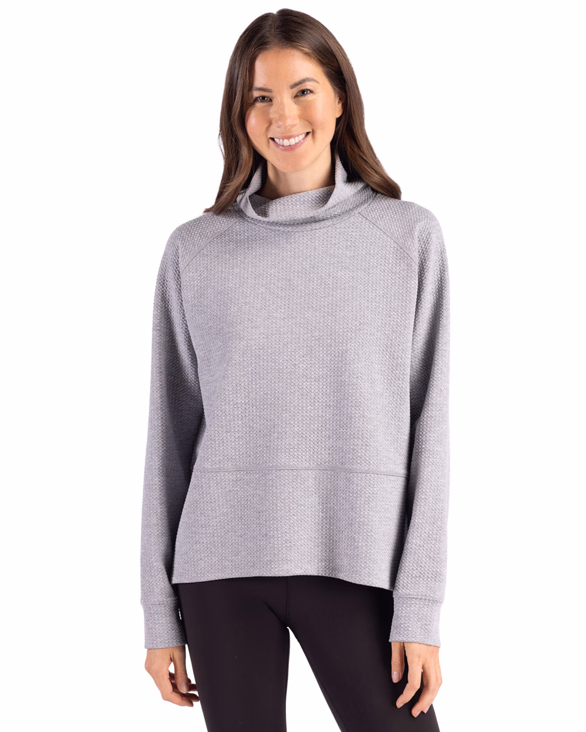Custom Cutter & Buck Drift Epic Confidence Recycled Textured Knit Womens High Neck Pullover