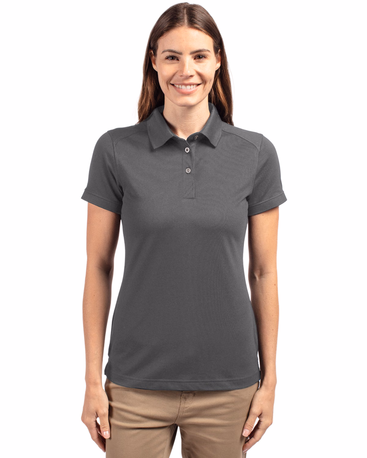 Custom Cutter & Buck Advantage Recycled Cotton-Blend Pique Womens Polo — Elemental Grey front