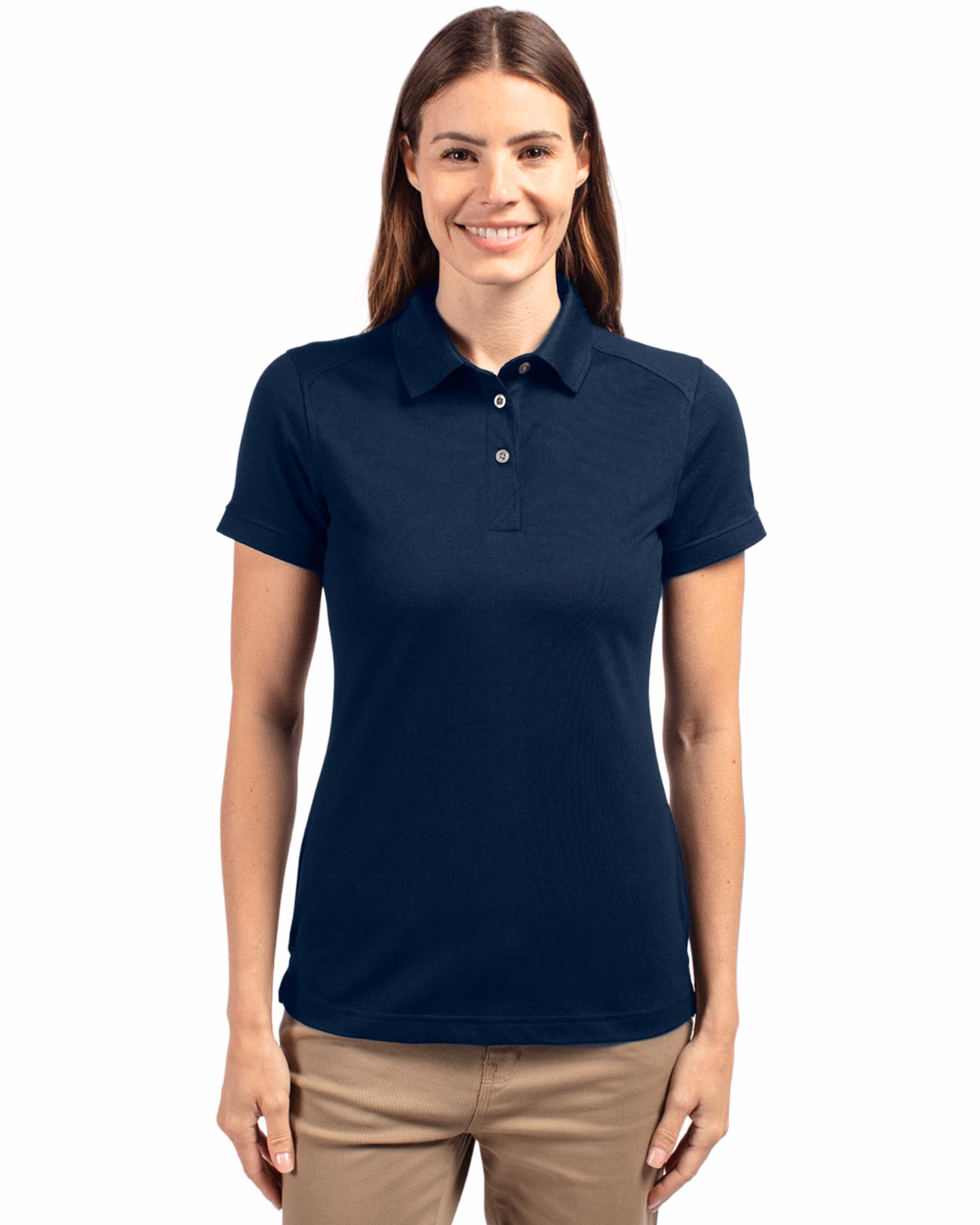 Custom Cutter & Buck Advantage Recycled Cotton-Blend Pique Womens Polo — Liberty Navy front