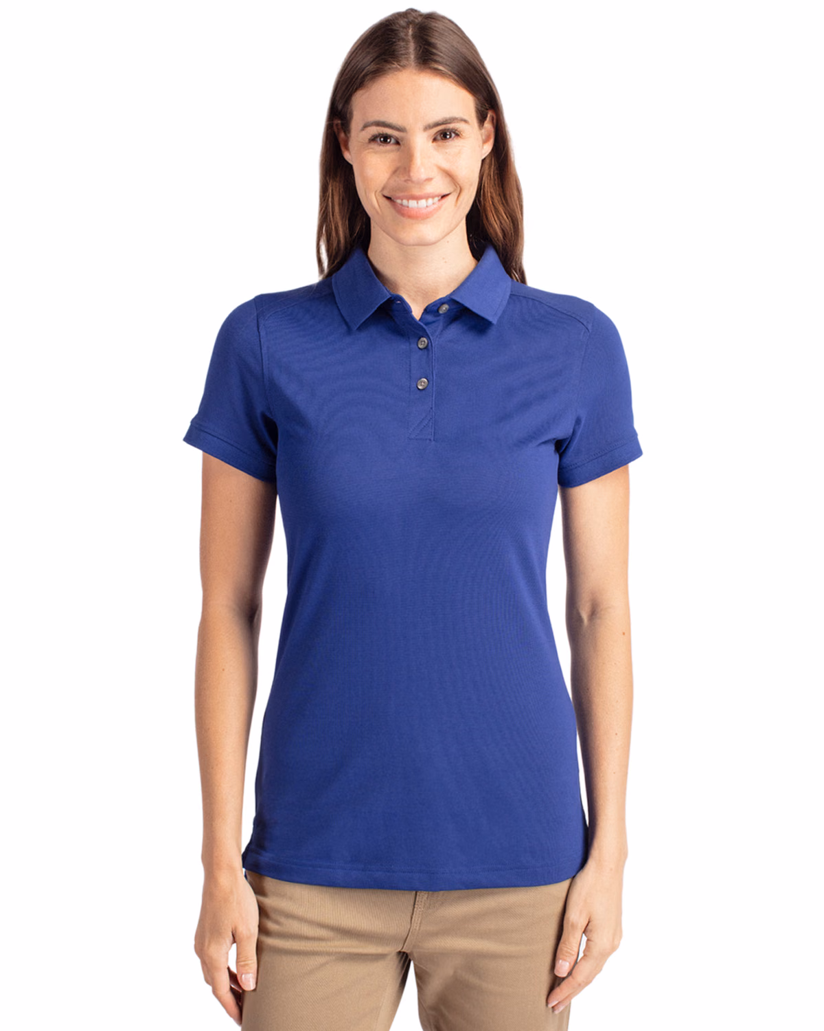 Custom Cutter & Buck Advantage Recycled Cotton-Blend Pique Womens Polo — Tour Blue front
