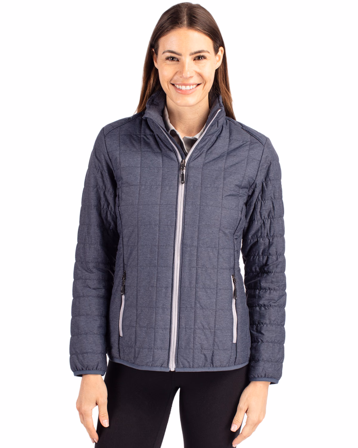 Custom Cutter & Buck Rainier Recycled Insulated Puffer Womens Full Zip Jacket
