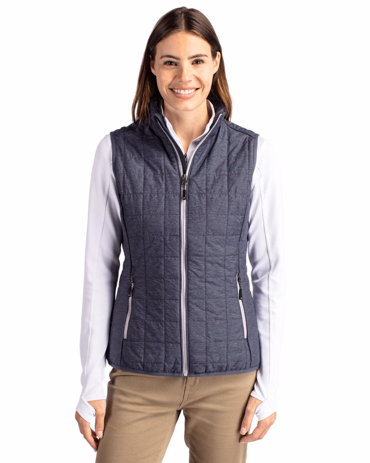 Custom Cutter & Buck Rainier Recycled Insulated Puffer Womens Full Zip Vest