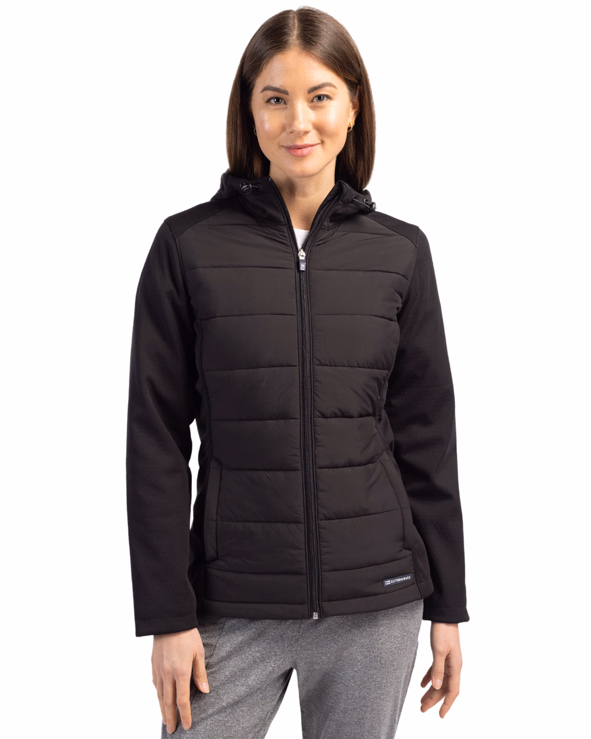 Custom Cutter & Buck Evoke Recycled Honeycomb Fleece Womens Hybrid Full Zip Jacket