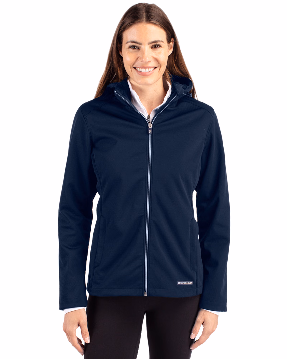 Custom Cutter & Buck Evoke Recycled Honeycomb Fleece Womens Full Zip Jacket — Navy Blue front
