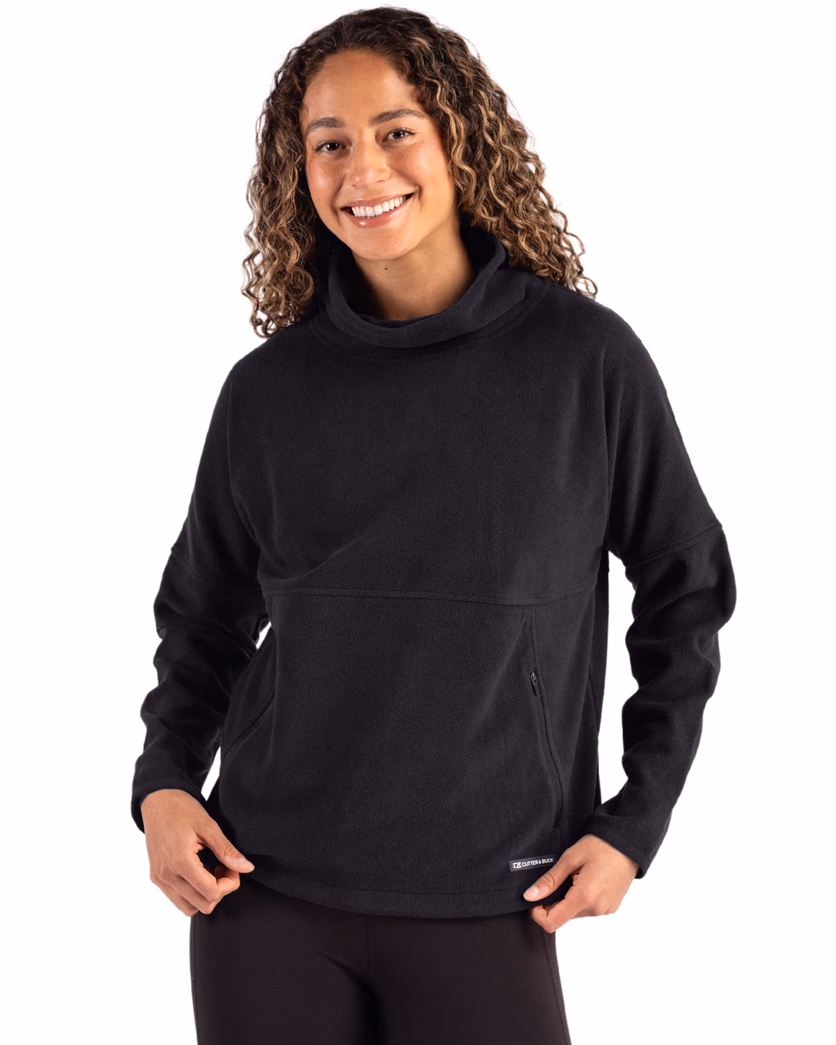 Custom Cutter & Buck Woodland Epic Versatility Recycled Fleece Womens Funnel Neck Pullover Jacket