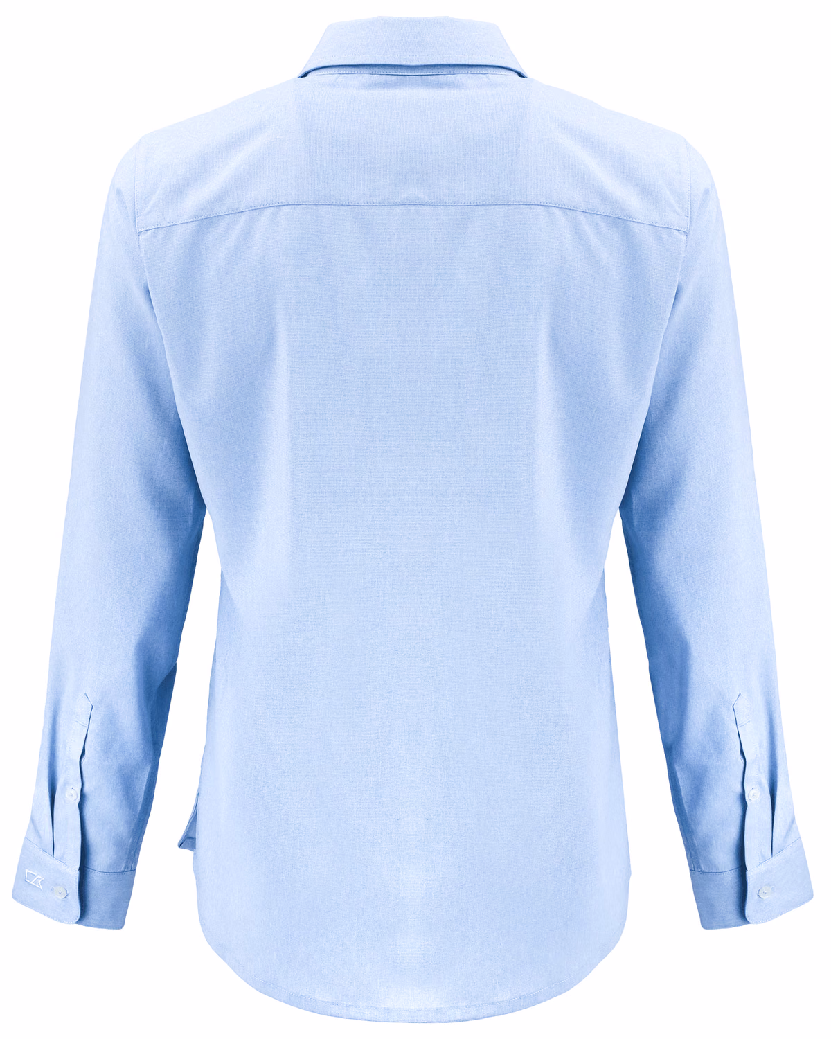 Custom Cutter & Buck Skyline End on End Recycled Long Sleeve Womens Dress Shirt — Tour Blue flat front