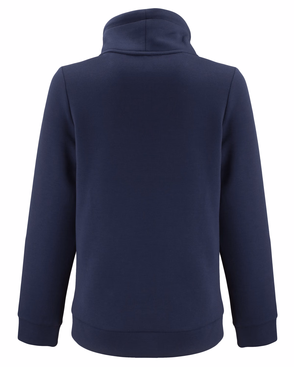 Custom Clique Haven Recycled Womens High Collar Pullover Sweatshirt — Dark Navy flat front