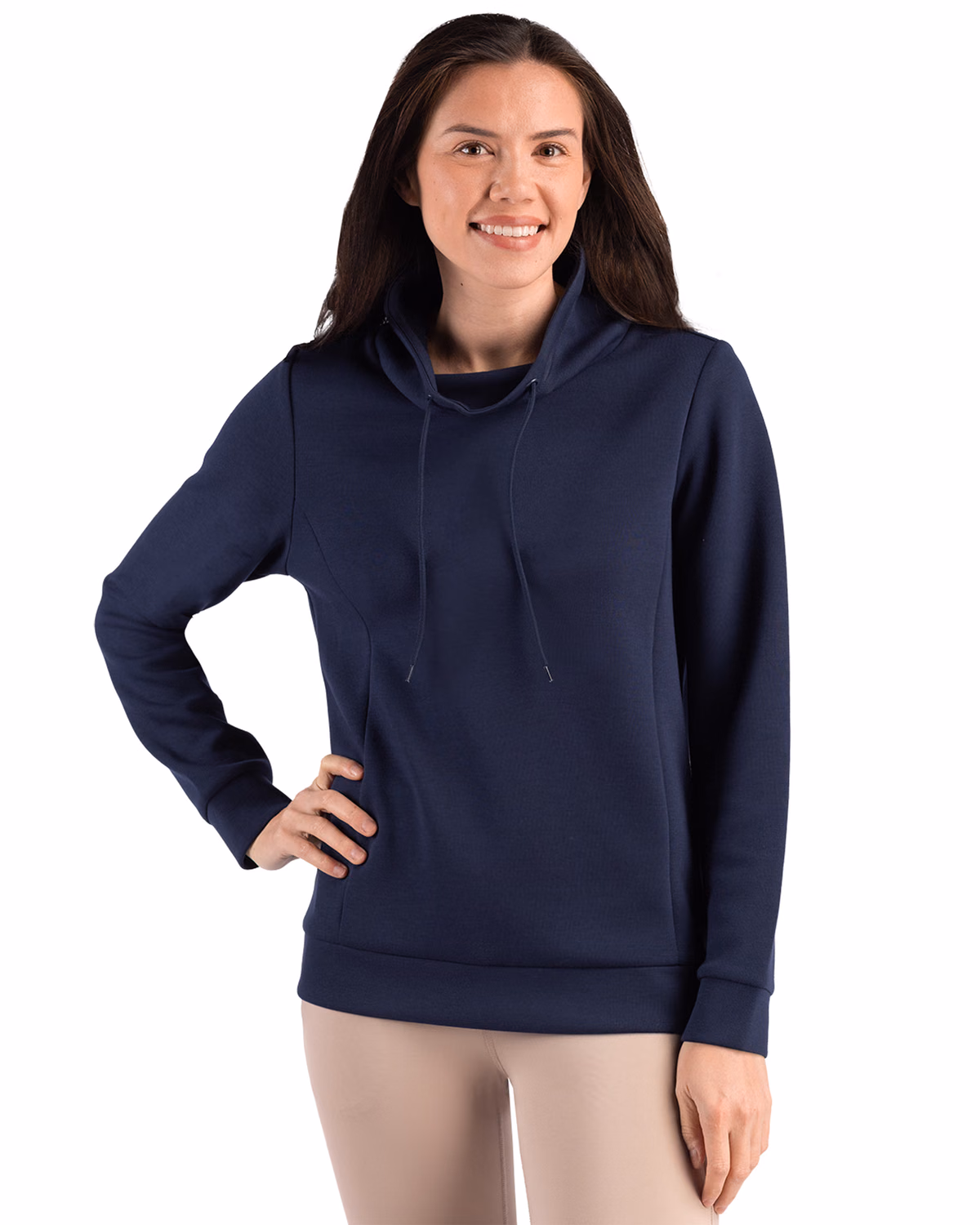 Custom Clique Haven Recycled Womens High Collar Pullover Sweatshirt — Dark Navy front