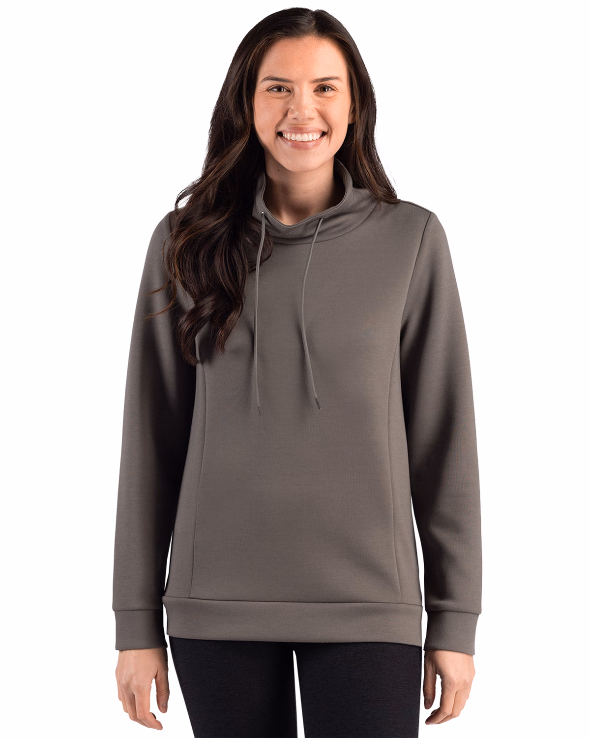 Custom Clique Haven Recycled Womens High Collar Pullover Sweatshirt — Pure Slate front