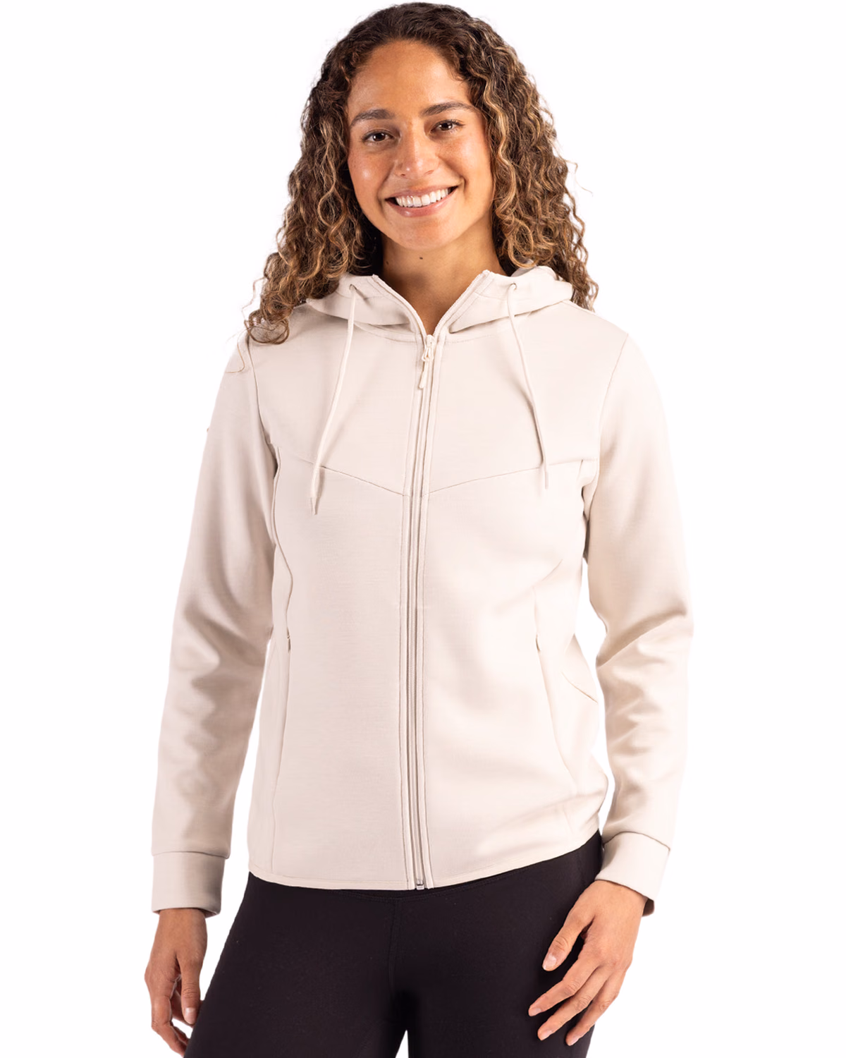 Custom Clique Haven Recycled Womens Full Zip Hooded Sweatshirt — Fog front