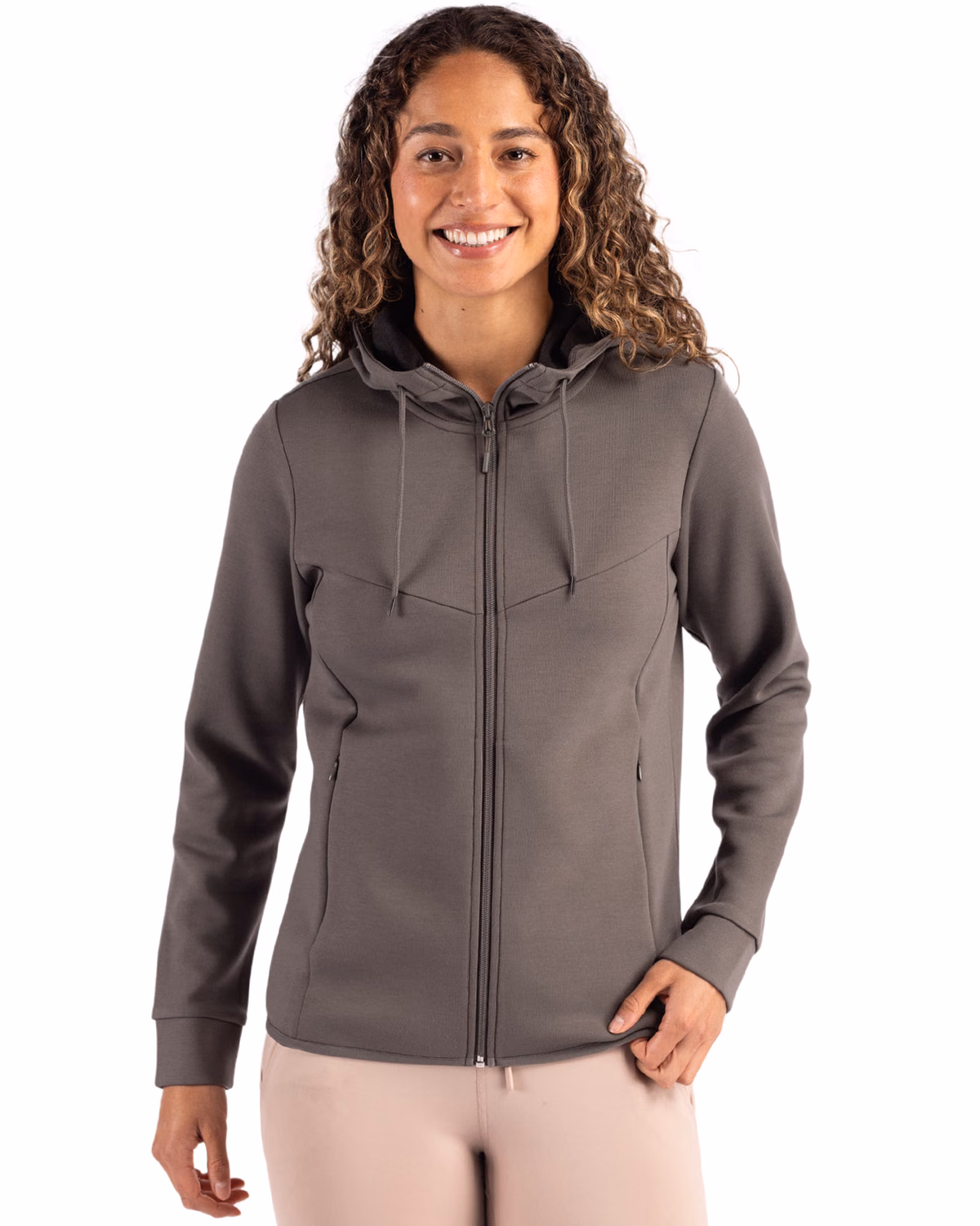 Custom Clique Haven Recycled Womens Full Zip Hooded Sweatshirt — Pure Slate front