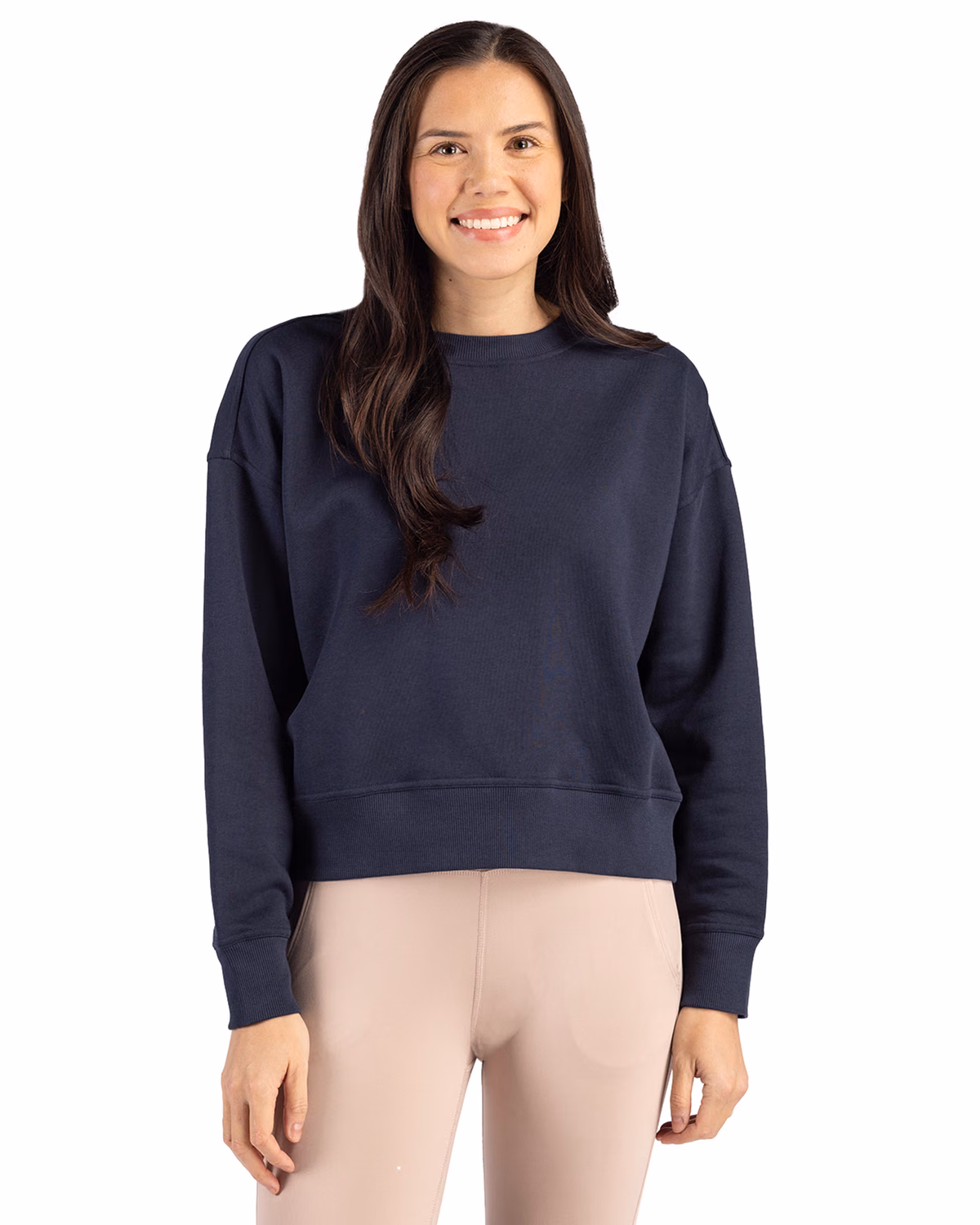 Custom Clique Drive Recycled Womens Crewneck Sweatshirt — Dark Navy front