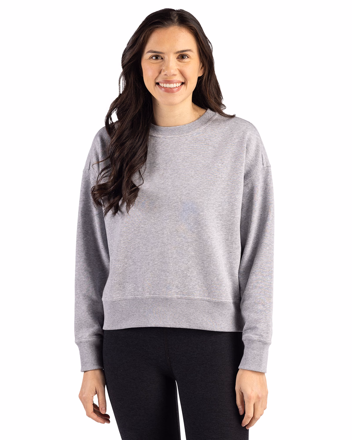 Custom Clique Drive Recycled Womens Crewneck Sweatshirt — Grey Melange front