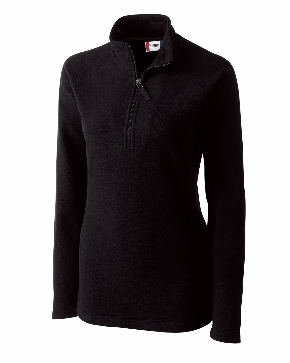 Custom Clique Summit Performance Fleece Womens Half Zip Jacket — Black flat front