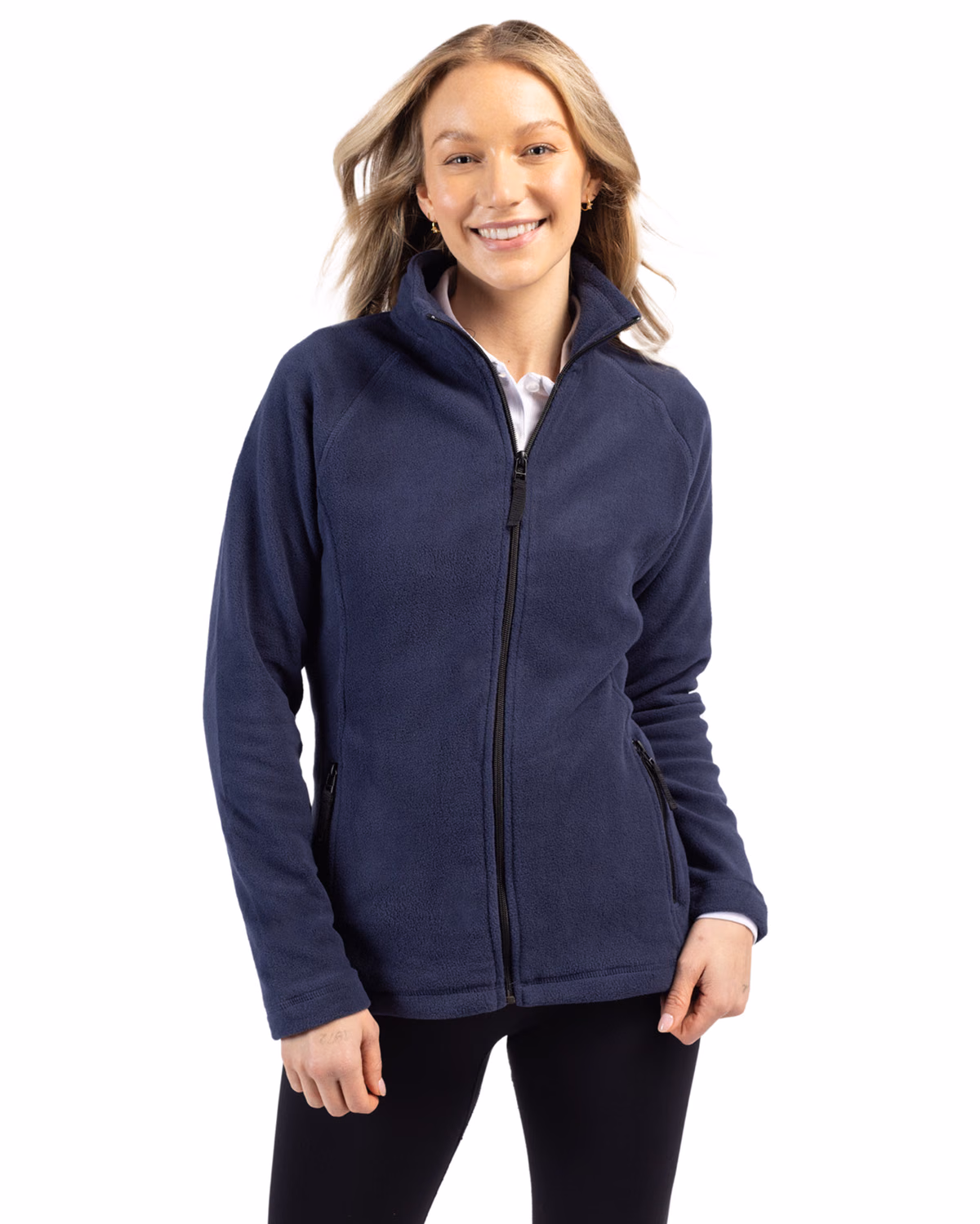 Custom Clique Summit Performance Fleece Womens Full Zip Jacket — Navy front