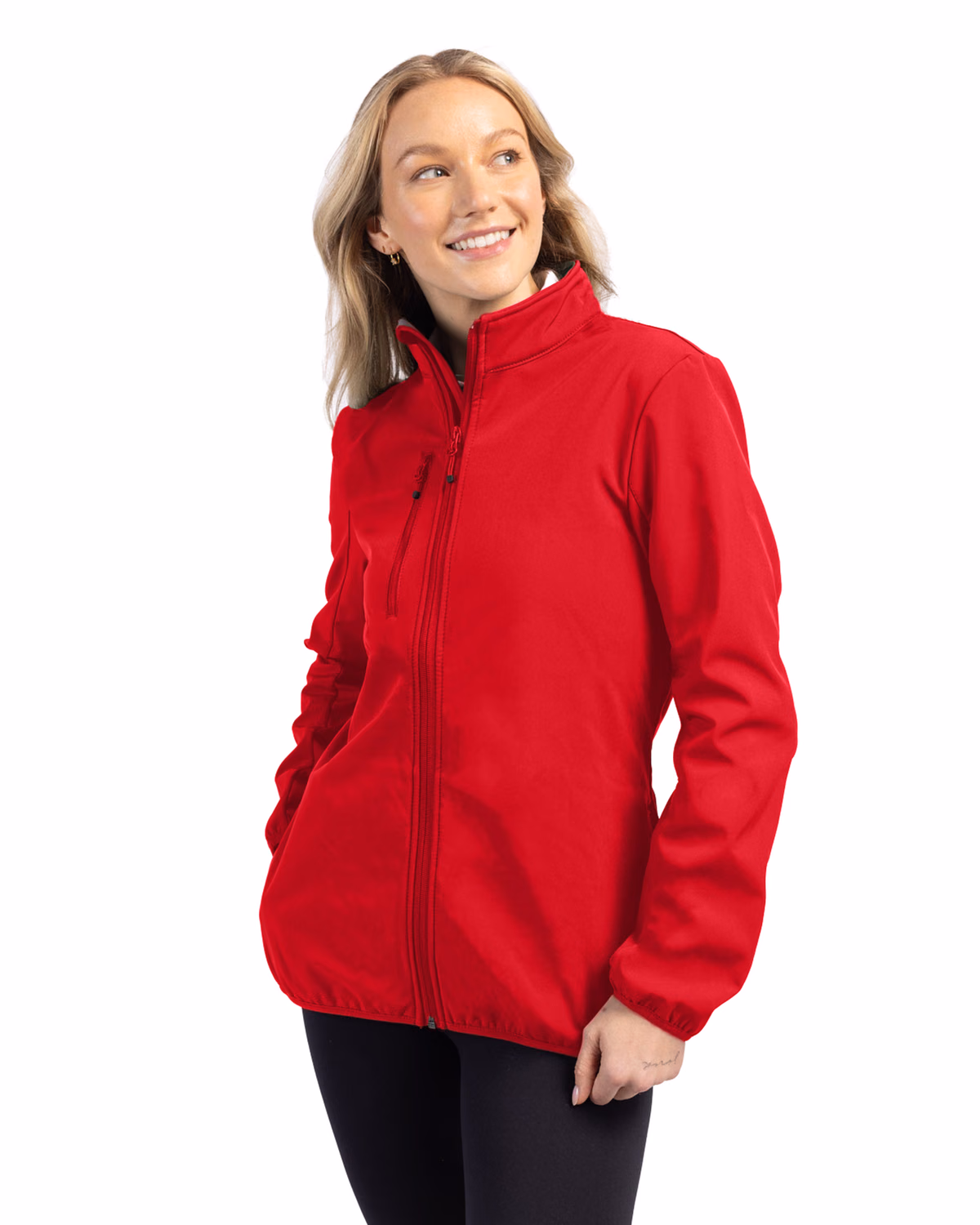 Custom Clique Trail Recycled Stretch Softshell Womens Full Zip Jacket — Red front
