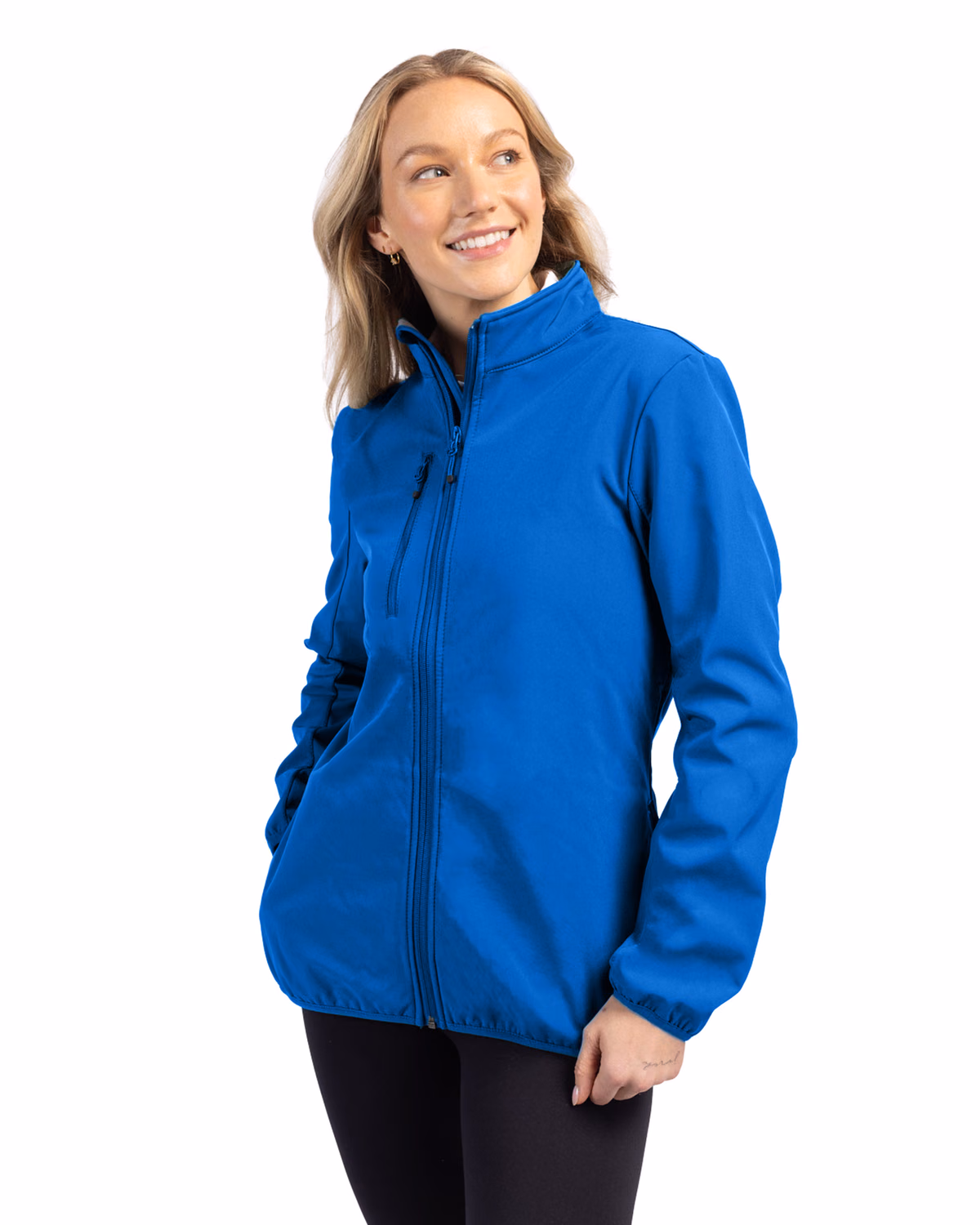 Custom Clique Trail Recycled Stretch Softshell Womens Full Zip Jacket — Royal Blue front