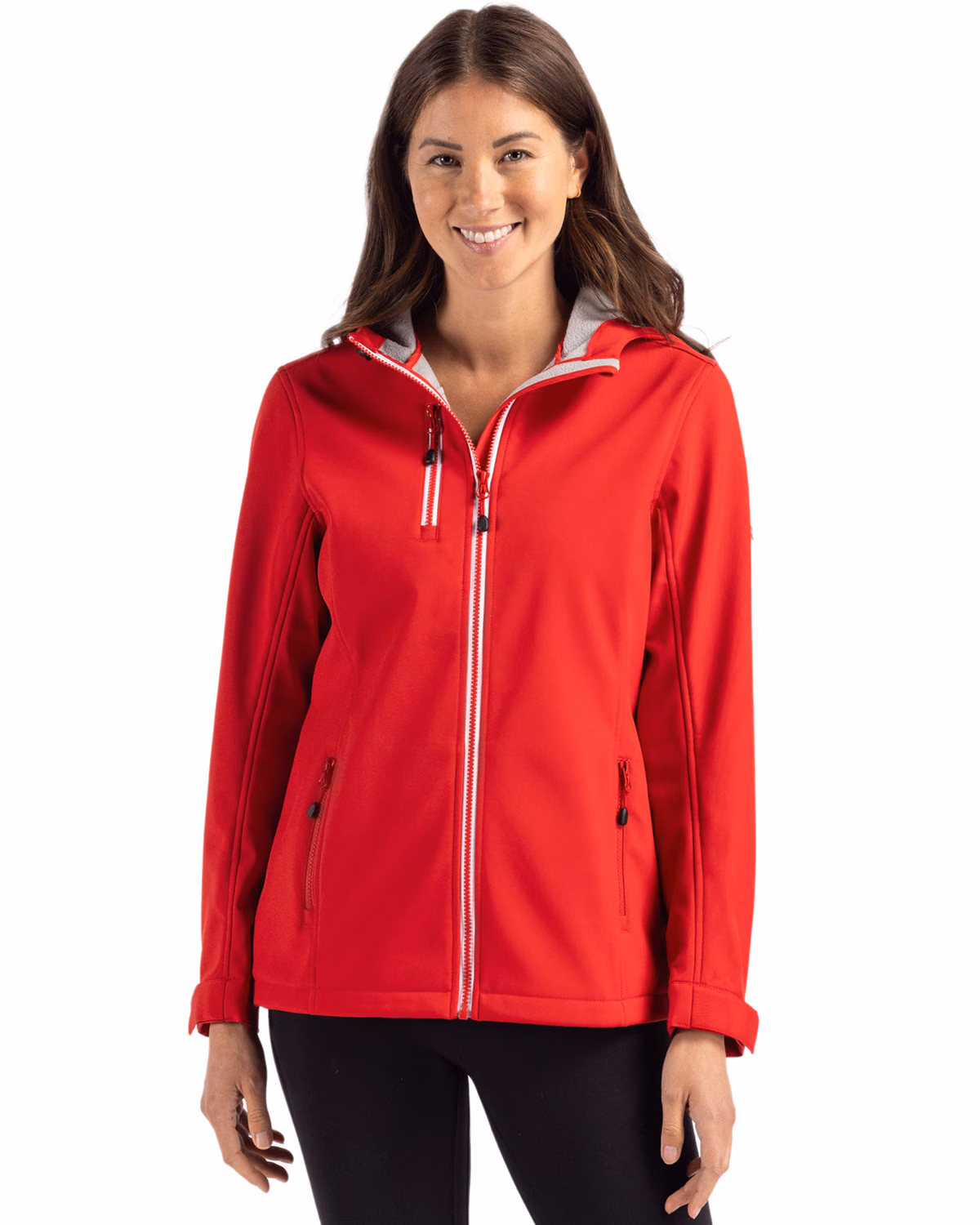 Custom Clique Telemark Recycled Stretch Softshell Womens Full Zip Hooded Jacket — Red front