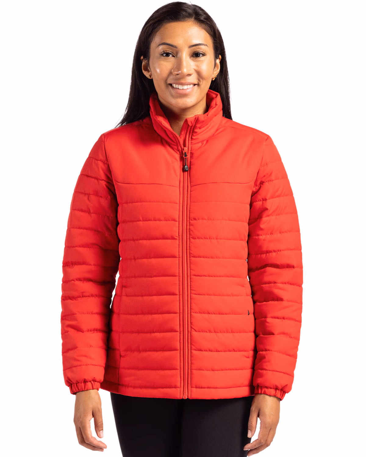 Custom Clique Elevation Recycled Insulated Puffer Womens Full Zip Jacket — Red front