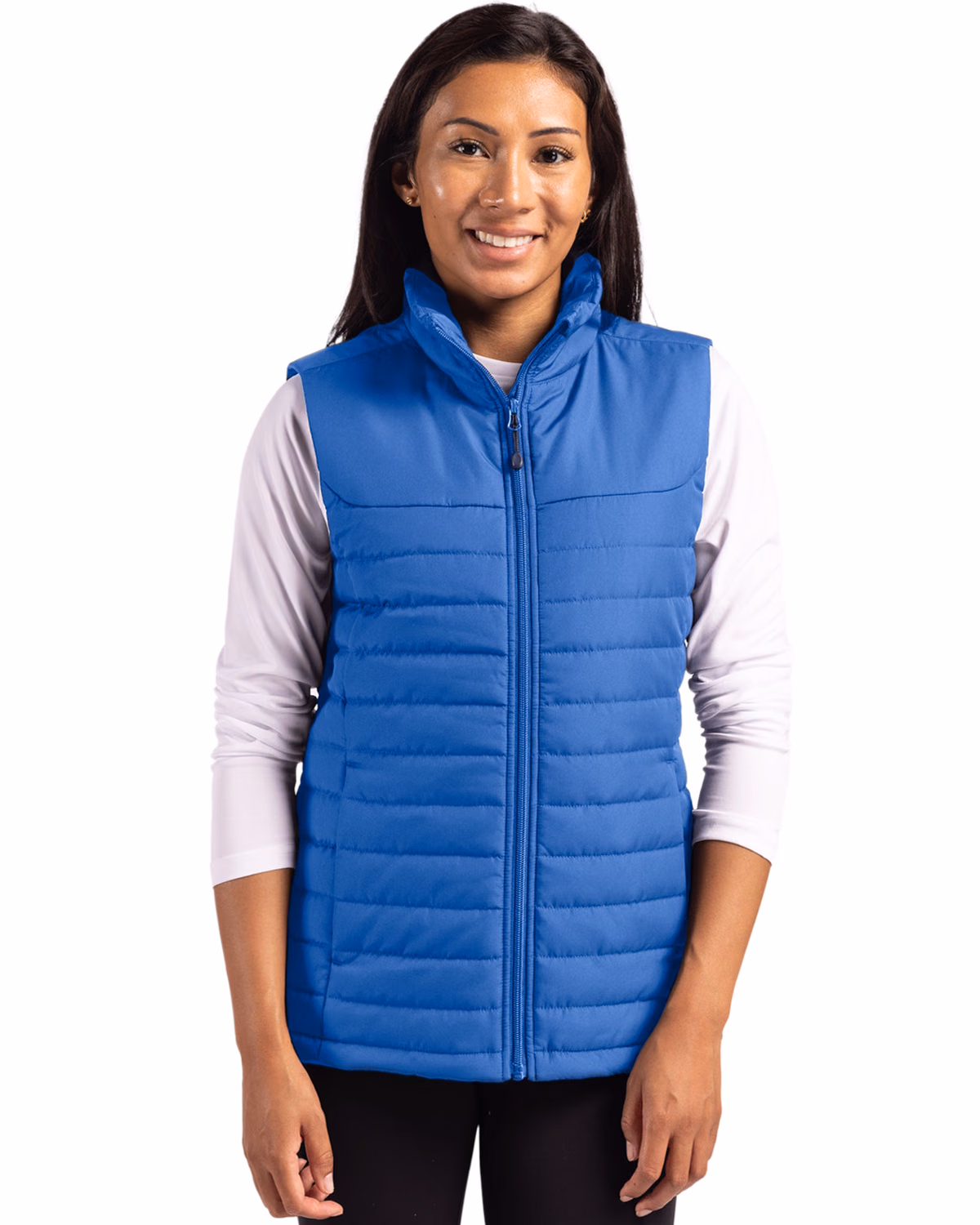 Custom Clique Elevation Recycled Insulated Puffer Womens Full Zip Vest — Royal Blue front