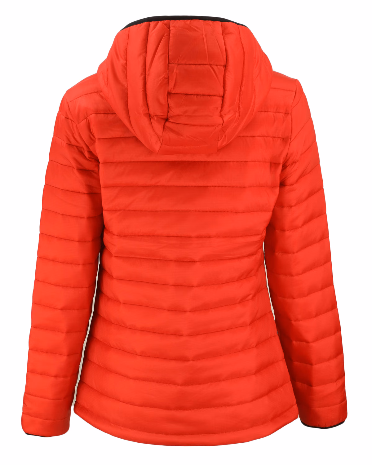 Custom Clique Valhalla Recycled Insulated Puffer Womens Full Zip Hooded Jacket — Red flat front
