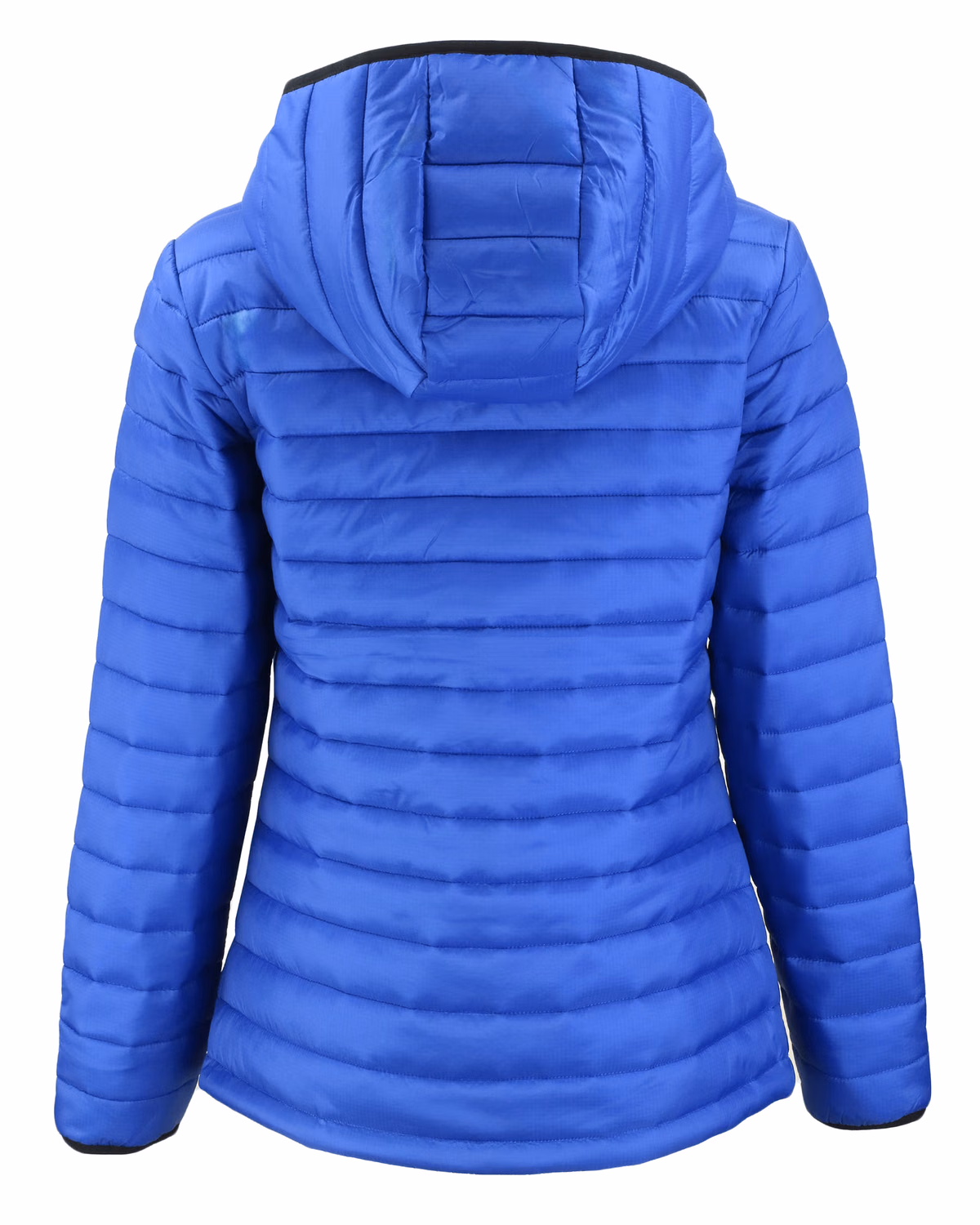 Custom Clique Valhalla Recycled Insulated Puffer Womens Full Zip Hooded Jacket — Royal Blue flat front