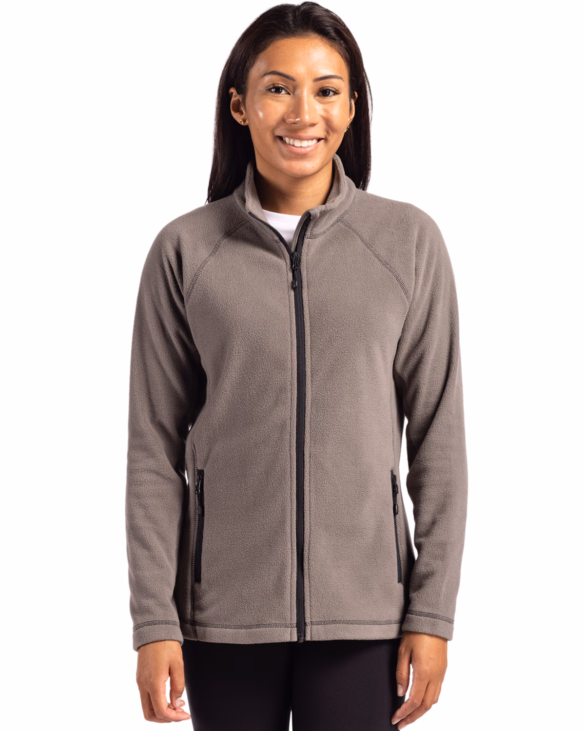 Custom Clique Powder Recycled Fleece Womens Full Zip Jacket — Pure Slate front