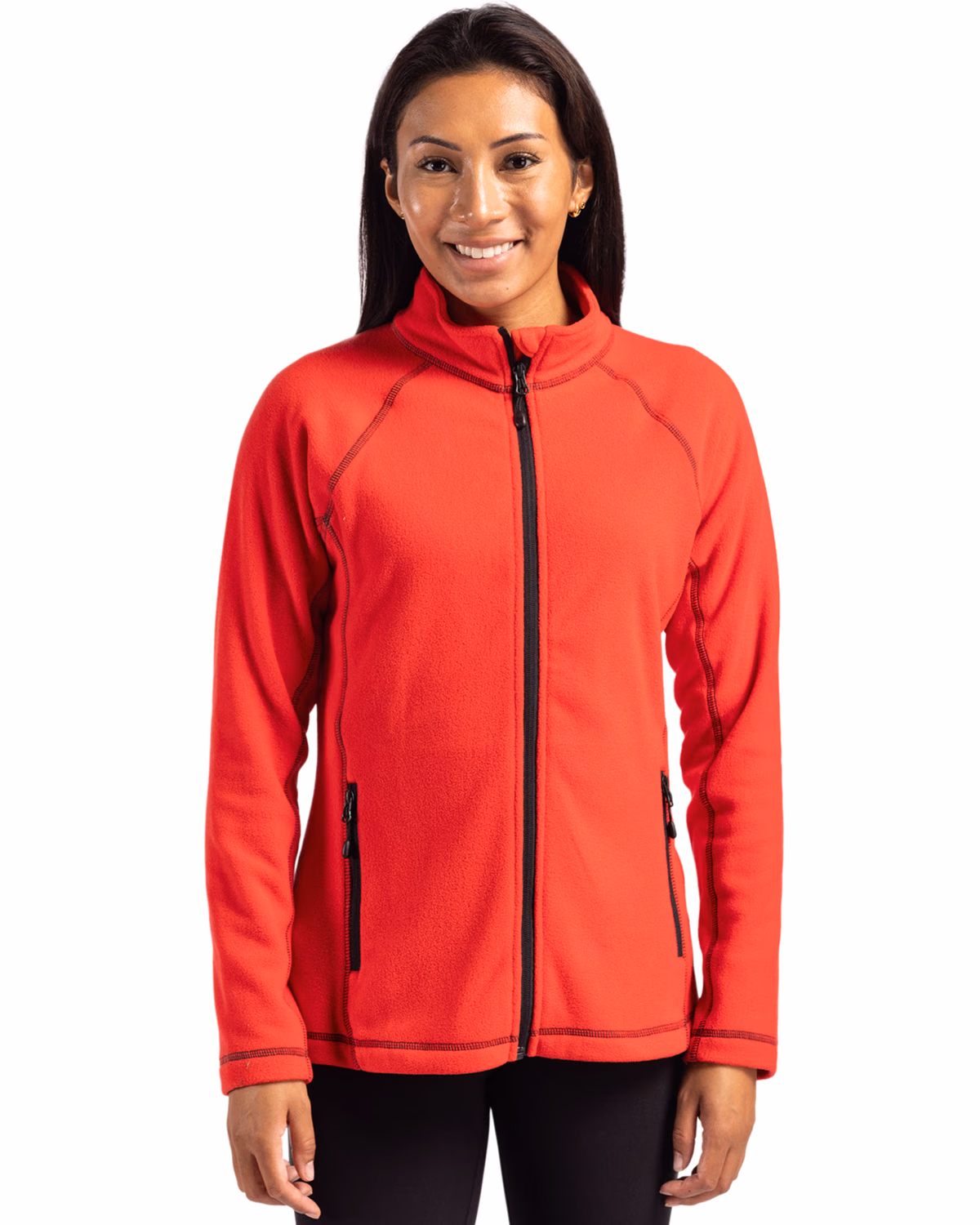 Custom Clique Powder Recycled Fleece Womens Full Zip Jacket — Red front