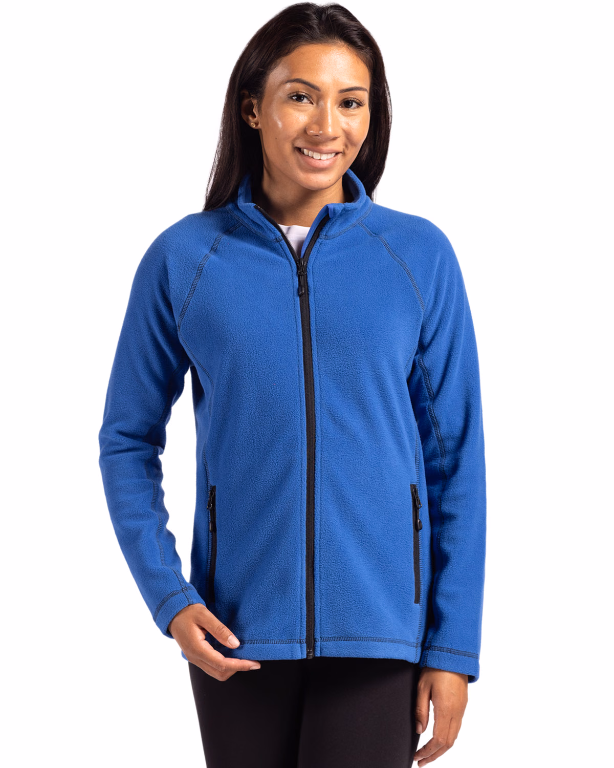 Custom Clique Powder Recycled Fleece Womens Full Zip Jacket — Royal Blue front