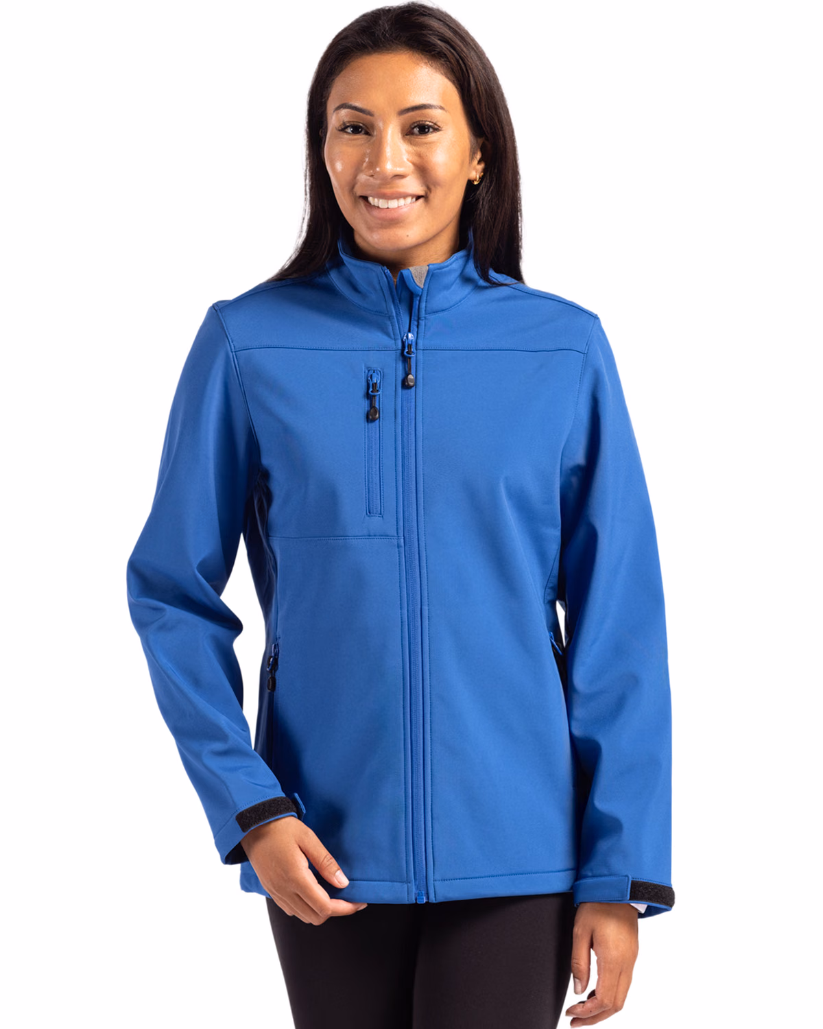 Custom Clique Tempest Recycled Waterproof Stretch Softshell Womens Full Zip Jacket — Royal Blue front