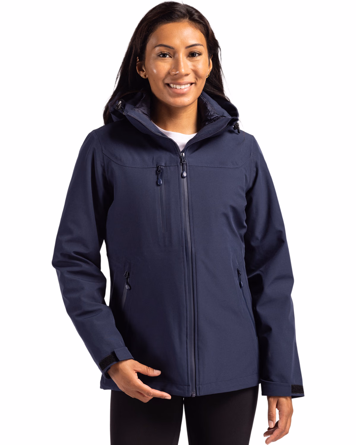 Custom Clique Cornice Recycled 3-in-1 Waterproof System Womens Full Zip Parka — Dark Navy front