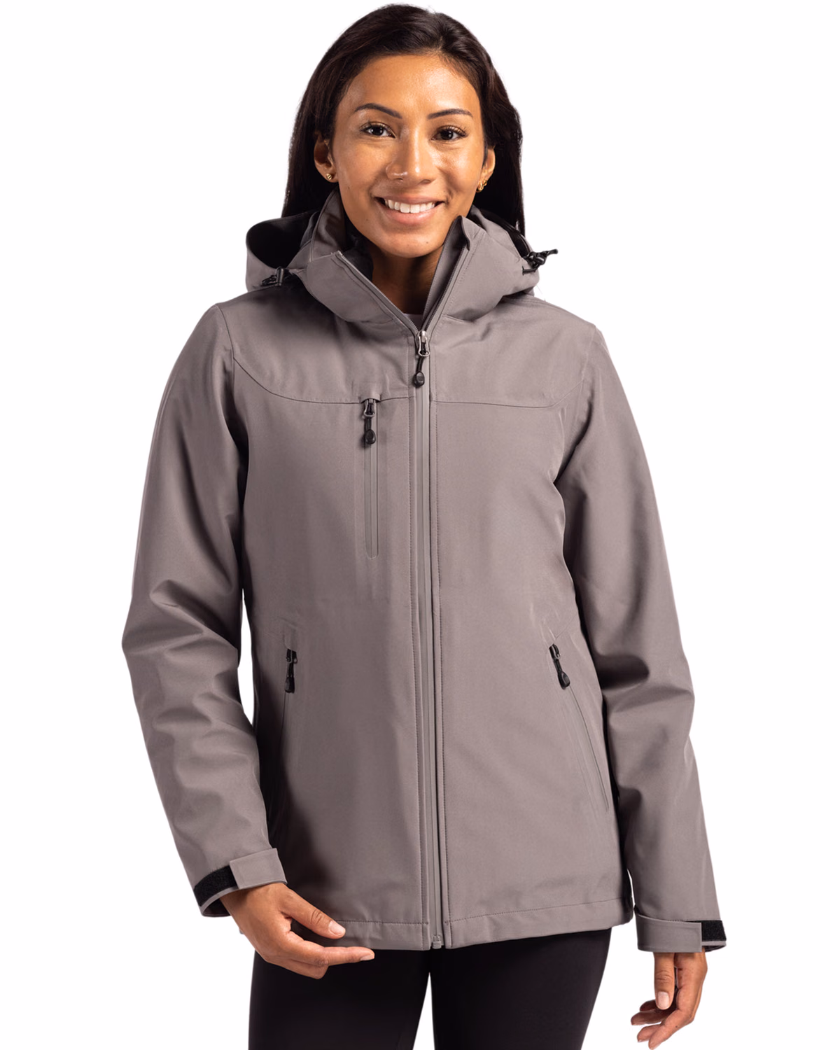 Custom Clique Cornice Recycled 3-in-1 Waterproof System Womens Full Zip Parka — Pure Slate front