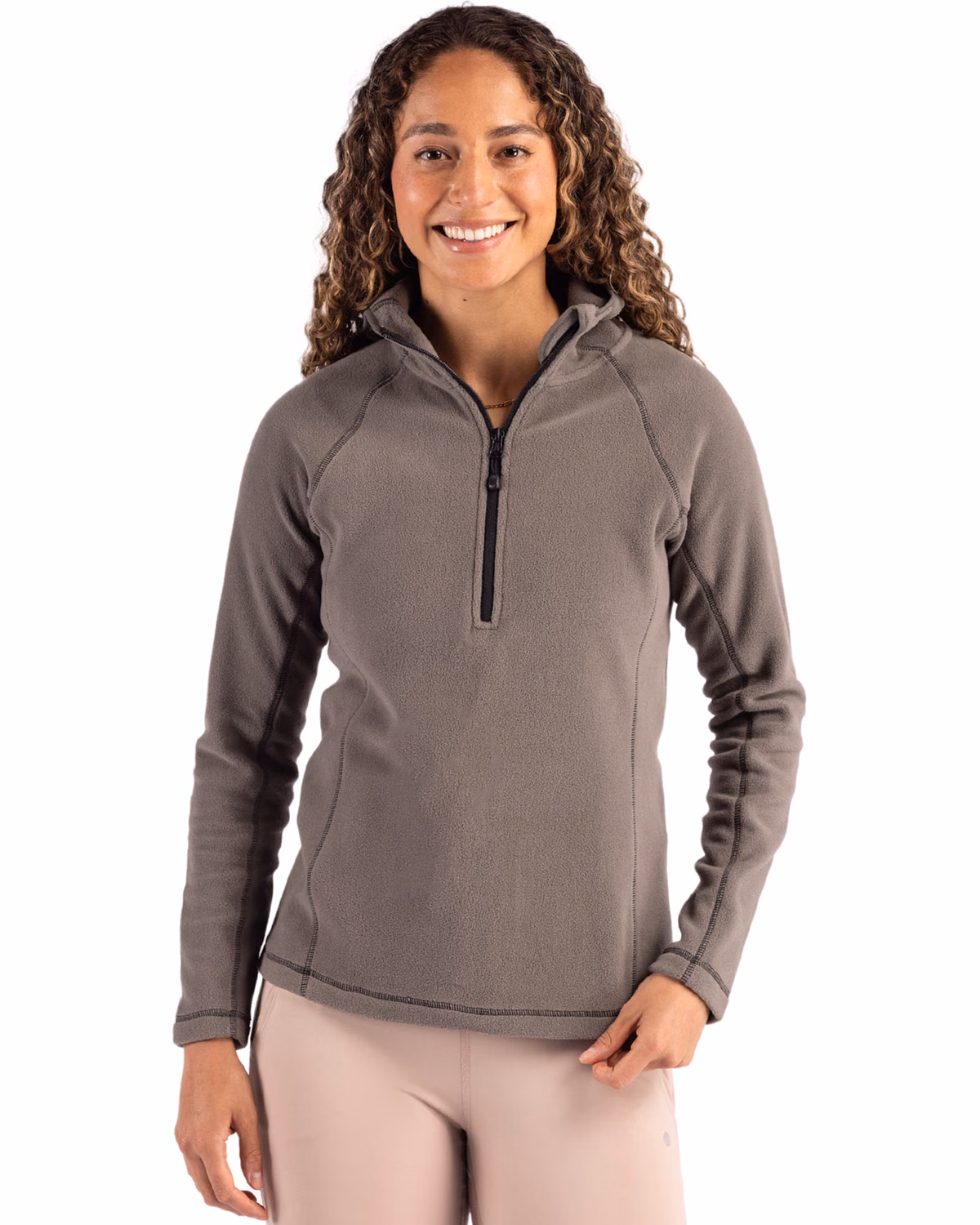 Custom Clique Powder Recycled Fleece Womens Half Zip Sweatshirt — Pure Slate front