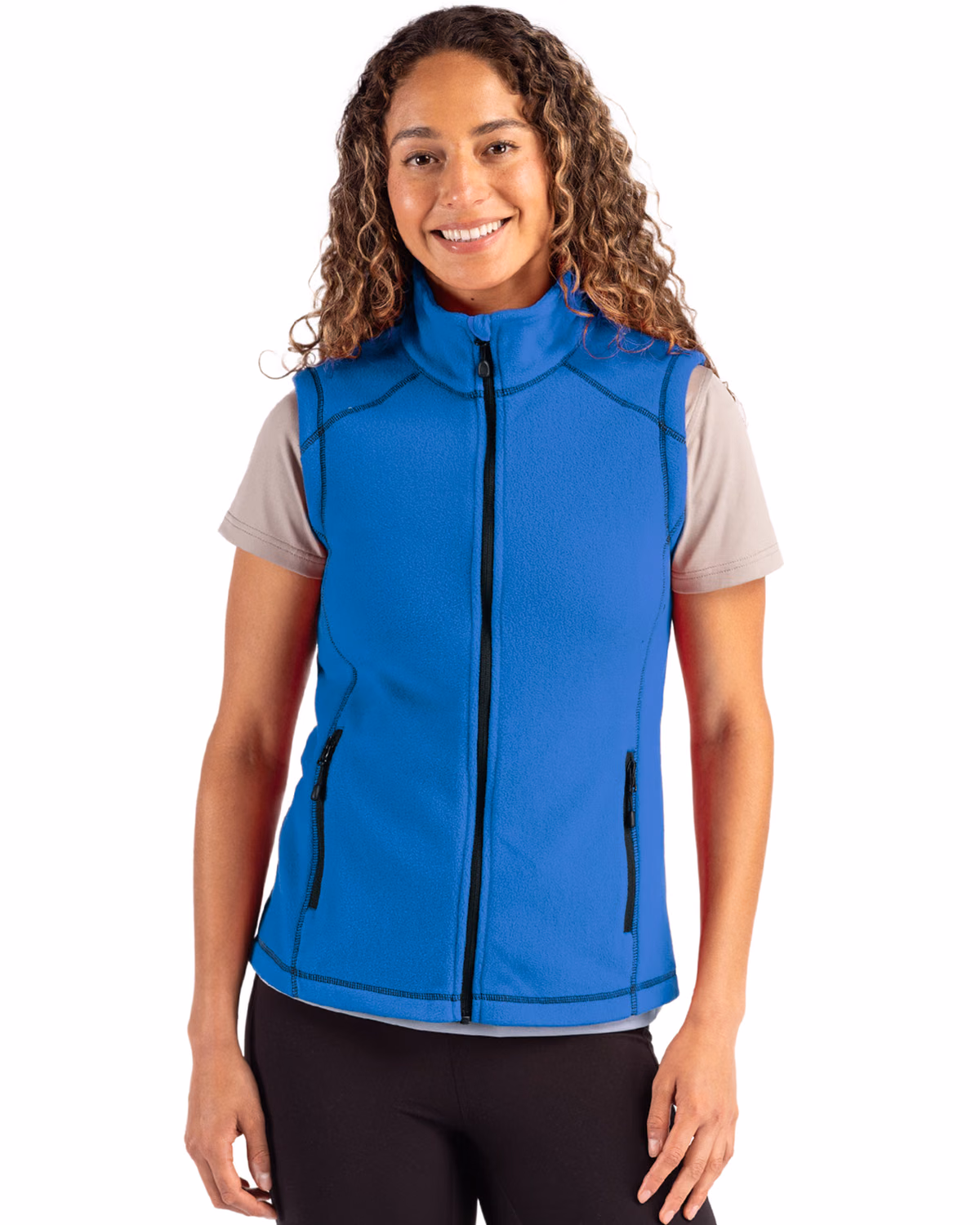 Custom Clique Powder Recycled Fleece Womens Full Zip Vest — Royal Blue front