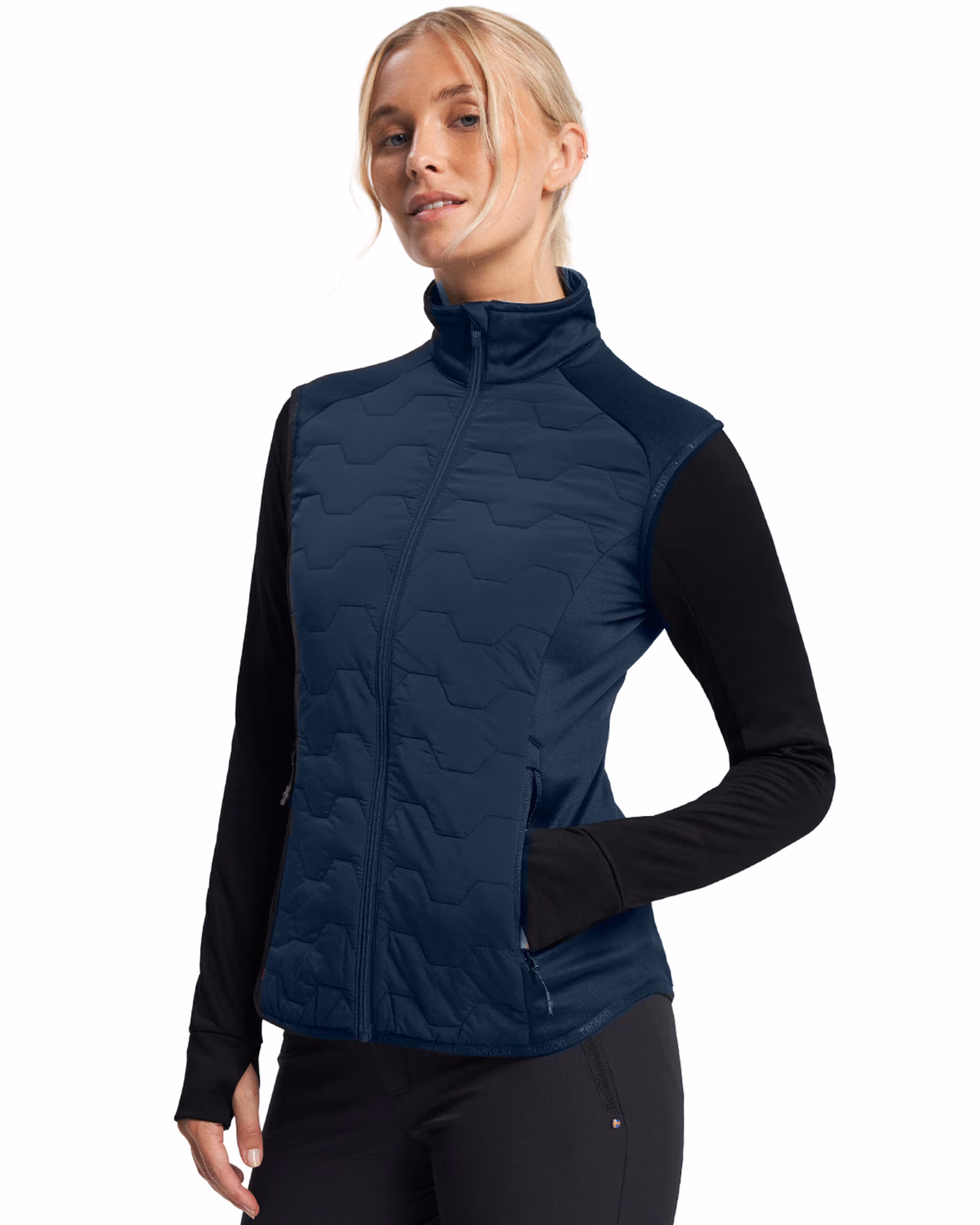 Custom Tenson Txlite Solvik Recycled Hybrid Midlayer Womens Vest — Tenson Dark Navy front