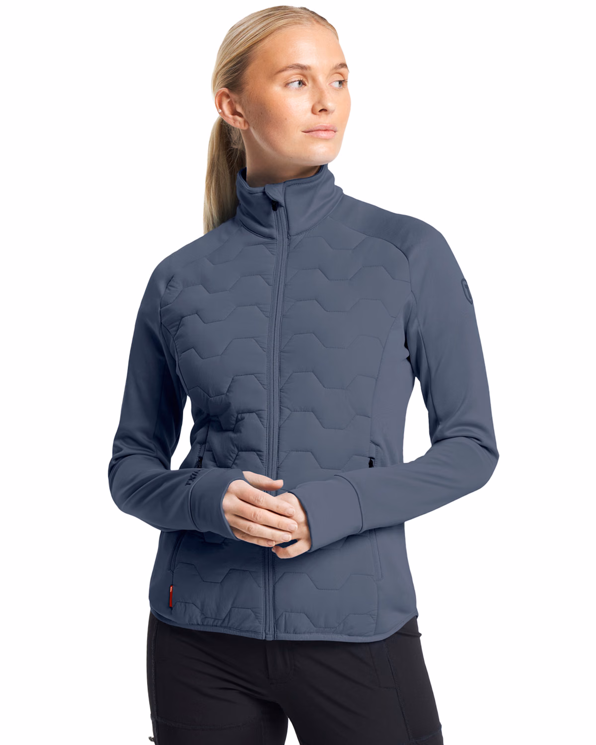Custom Tenson Txlite Solvik Recycled Hybrid Midlayer Womens Full Zip — Tenson Dusty Blue front