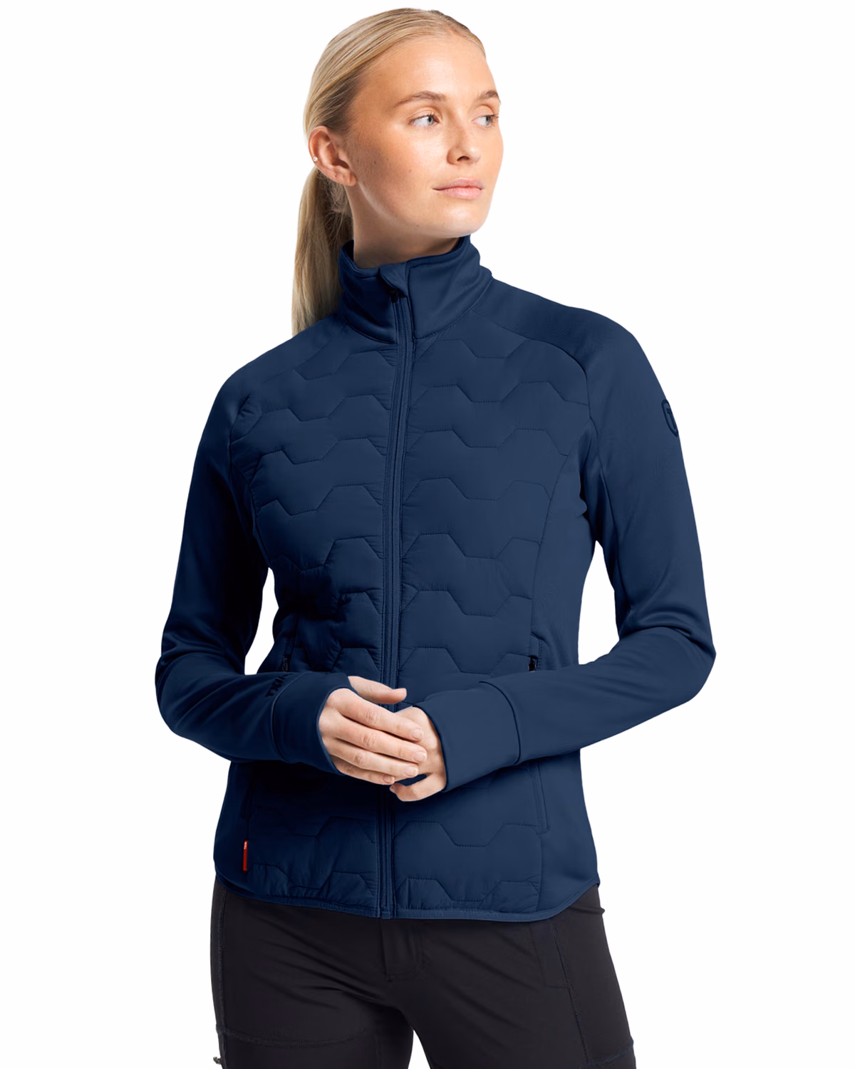 Custom Tenson Txlite Solvik Recycled Hybrid Midlayer Womens Full Zip — Tenson Dark Navy front