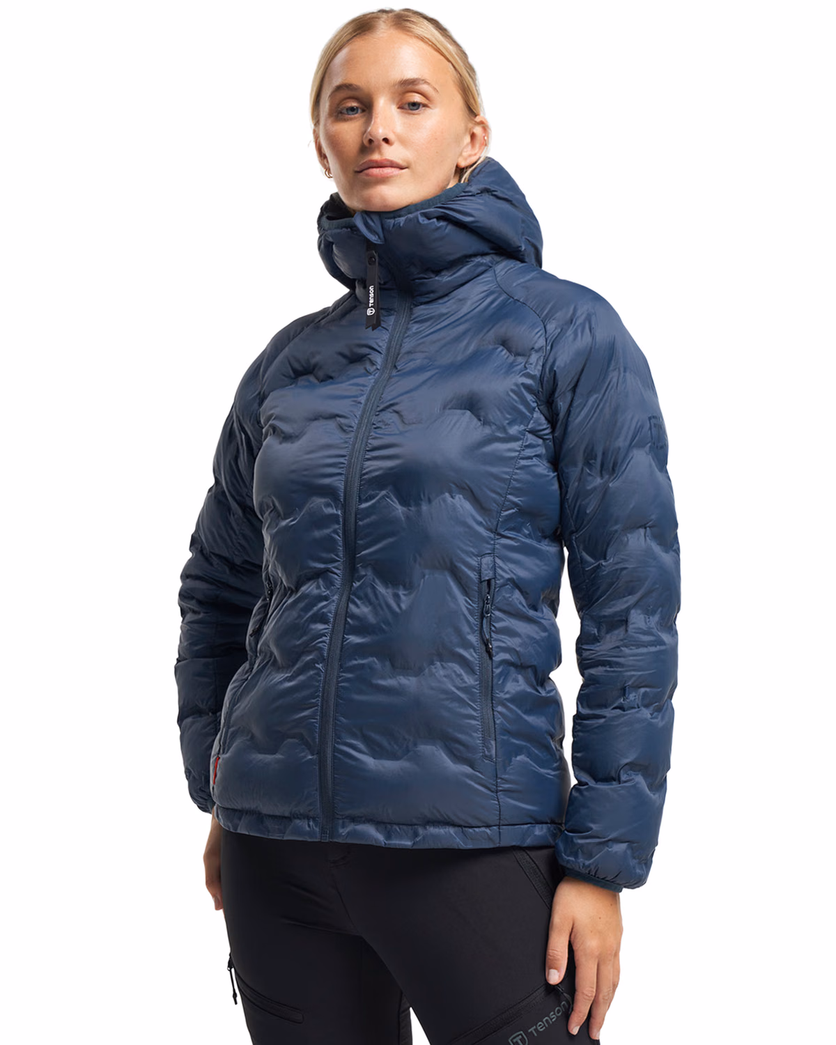 Custom Tenson Txlite Shibui Recycled Down Womens Hooded Jacket — Tenson Dusty Blue front