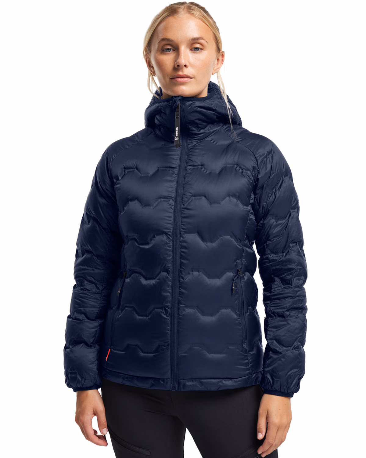 Custom Tenson Txlite Shibui Recycled Down Womens Hooded Jacket — Tenson Dark Navy front