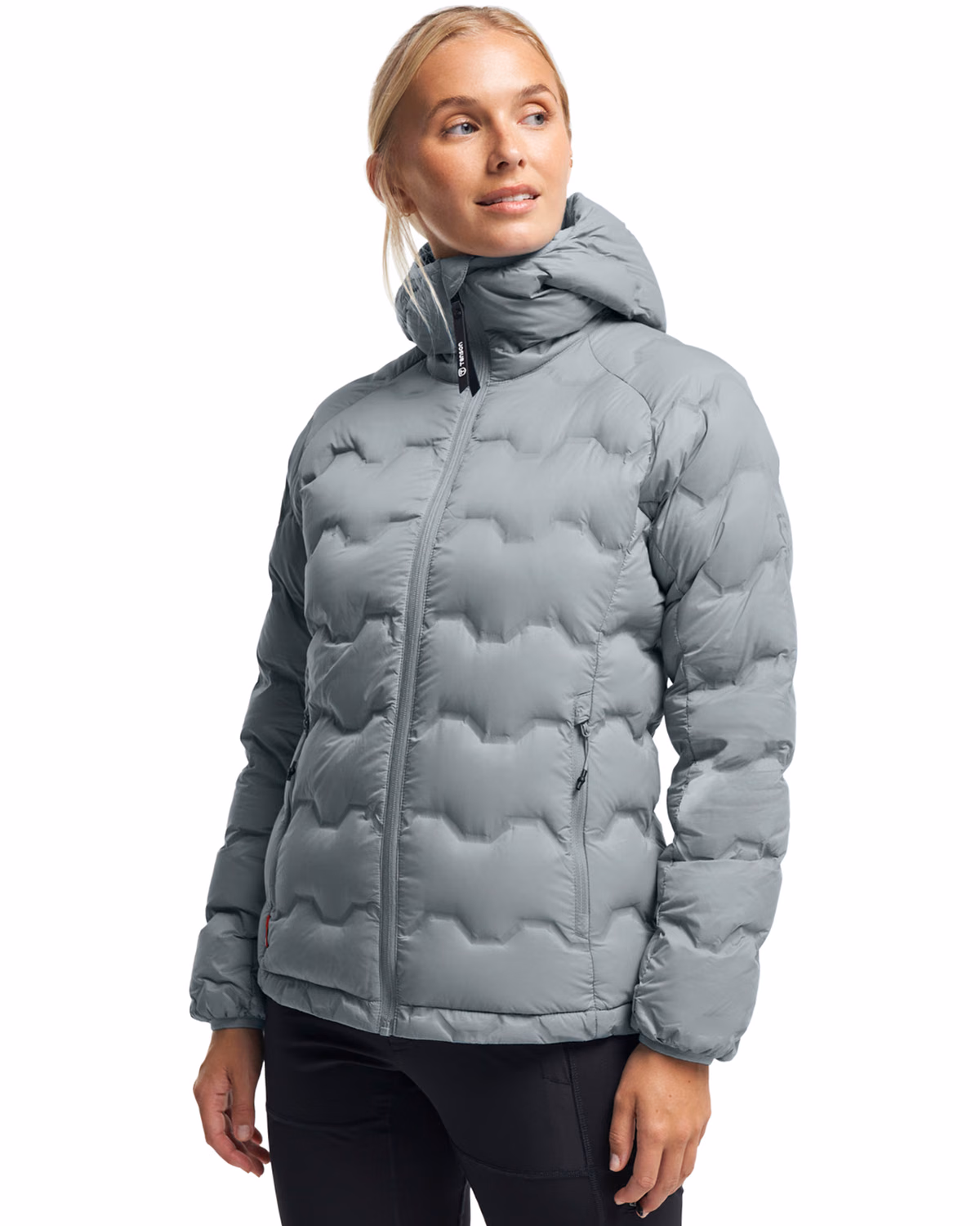 Custom Tenson Txlite Shibui Recycled Down Womens Hooded Jacket — Tenson Light Grey front