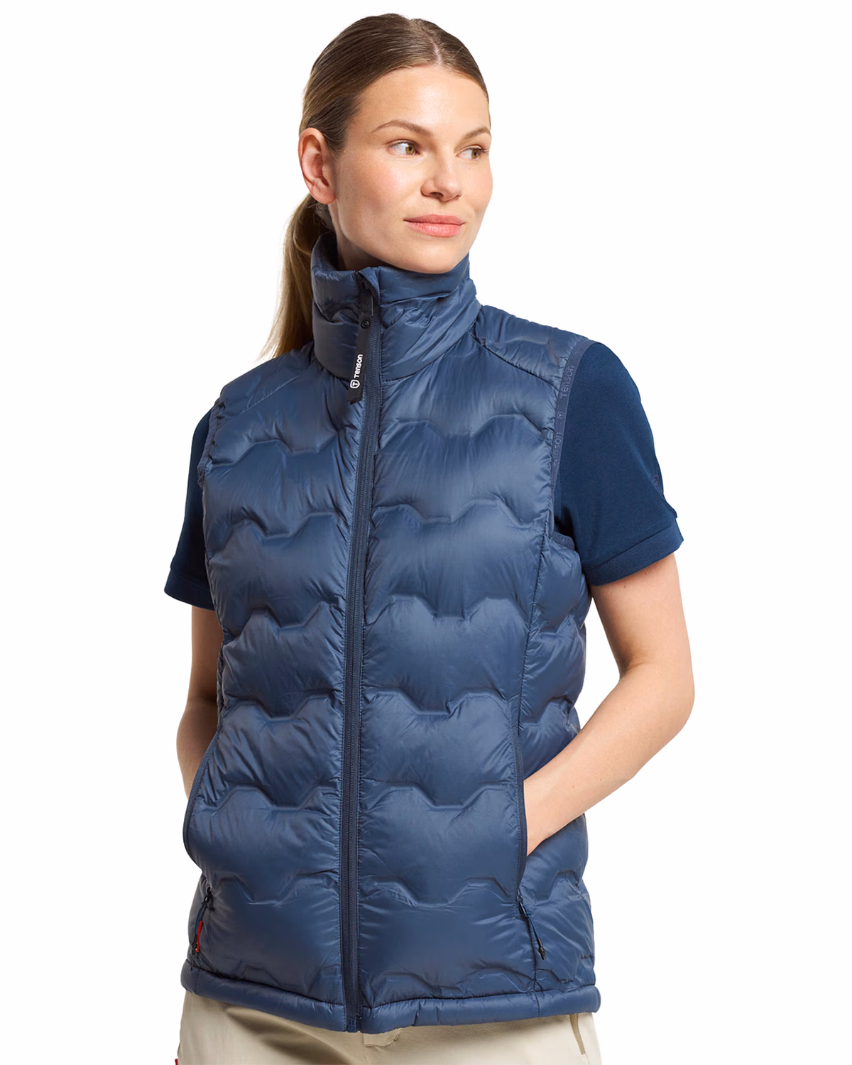 Custom Tenson Txlite Shibui Recycled Down Womens Vest — Tenson Dusty Blue front