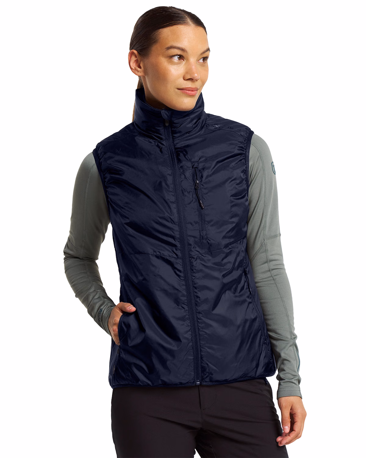 Custom Tenson Txlite Sky Recycled Womens Puffer Vest — Tenson Dark Navy front