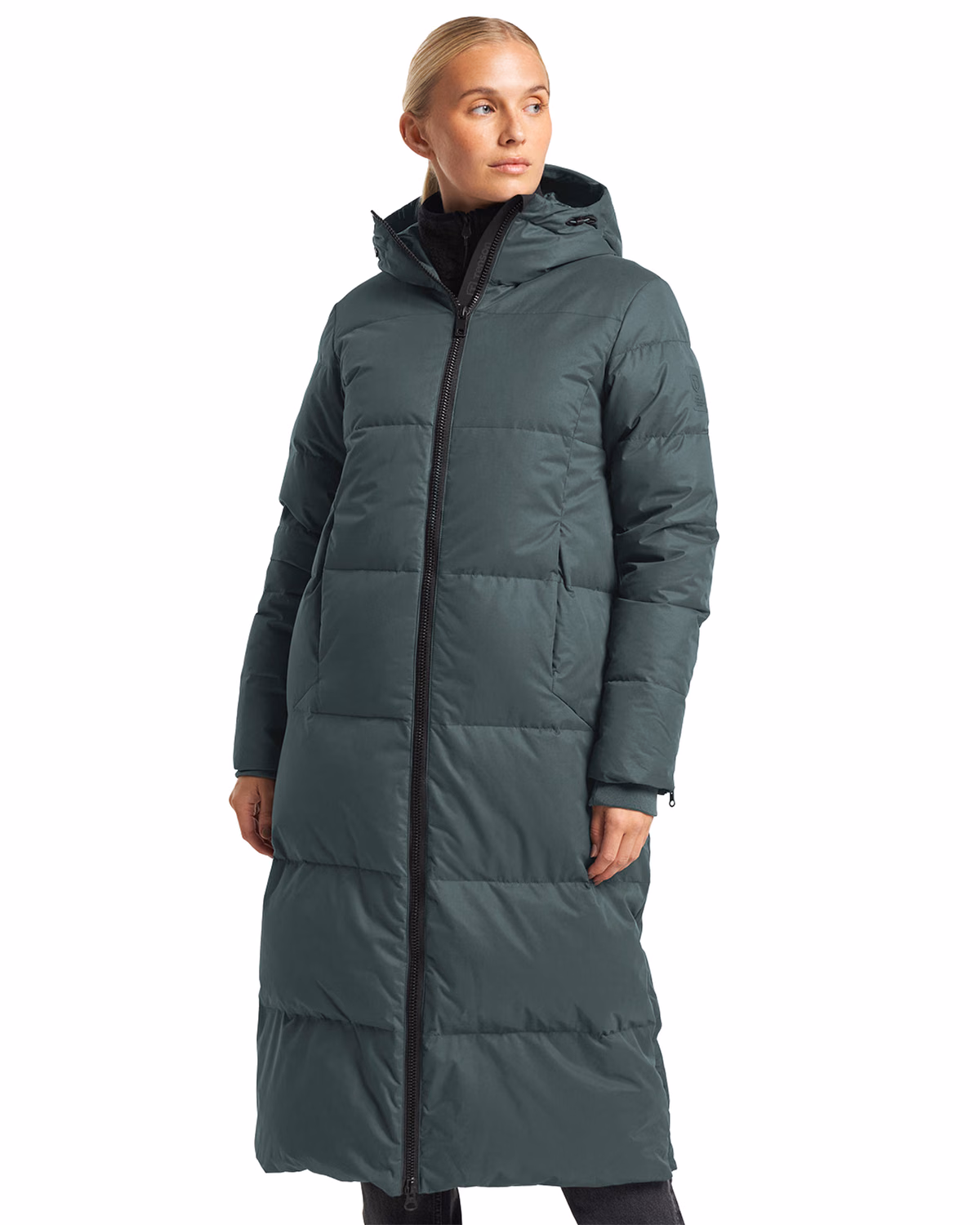 Custom Tenson Shanna Long Down Womens Puffer Coat — Tenson Moss Green front
