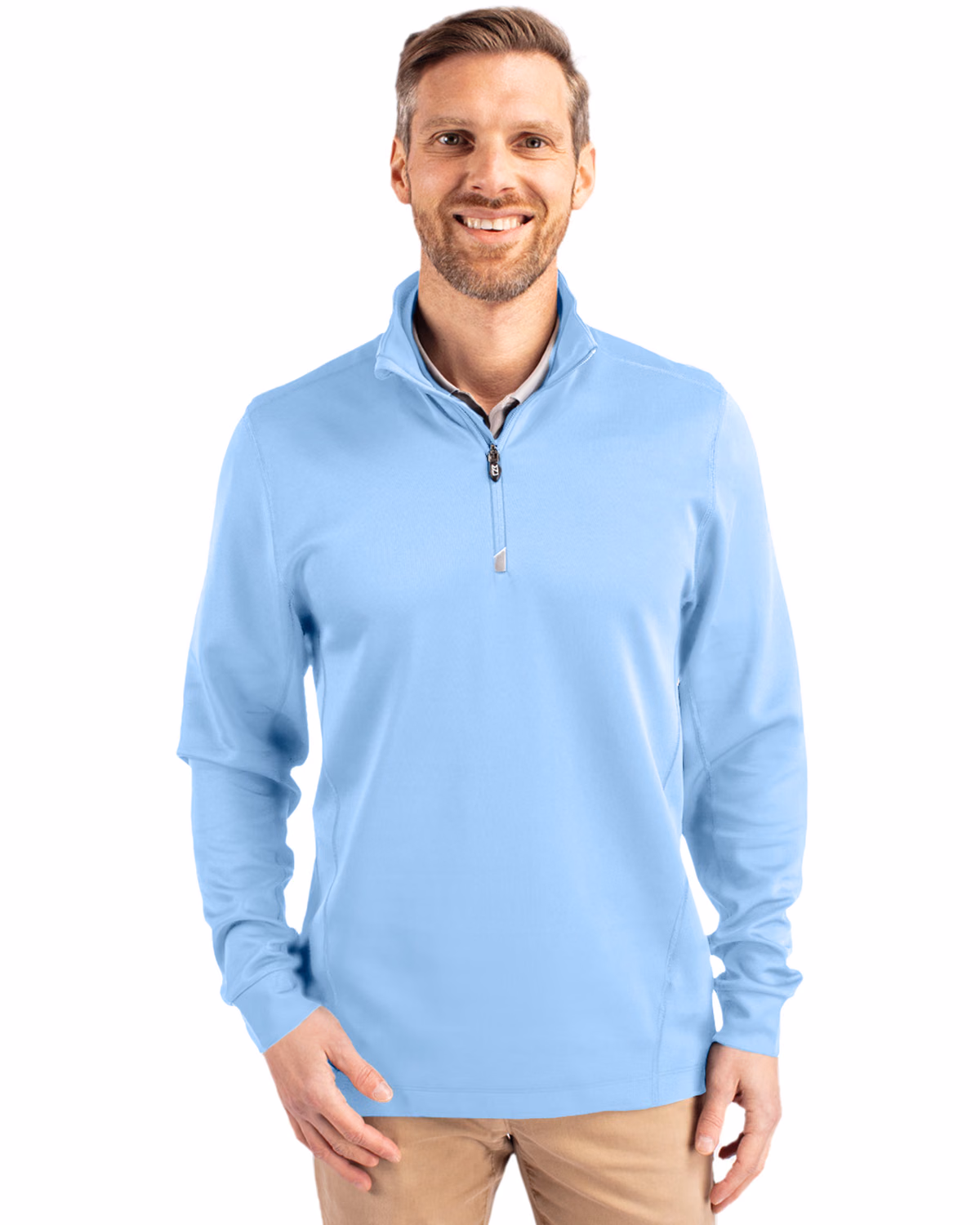 Custom Cutter & Buck Traverse Recycled Smooth Stretch Mens Quarter Zip Pullover