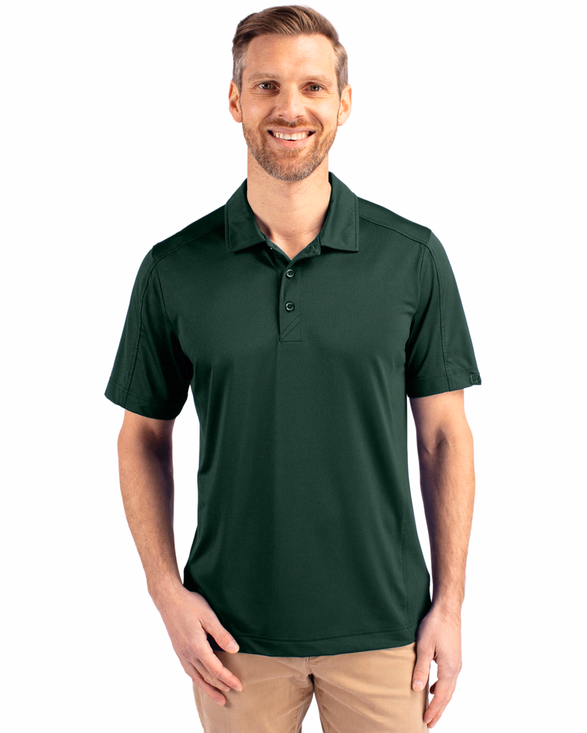 Custom Cutter & Buck Prospect Recycled Featherlight Stretch Mens Polo — Hunter front
