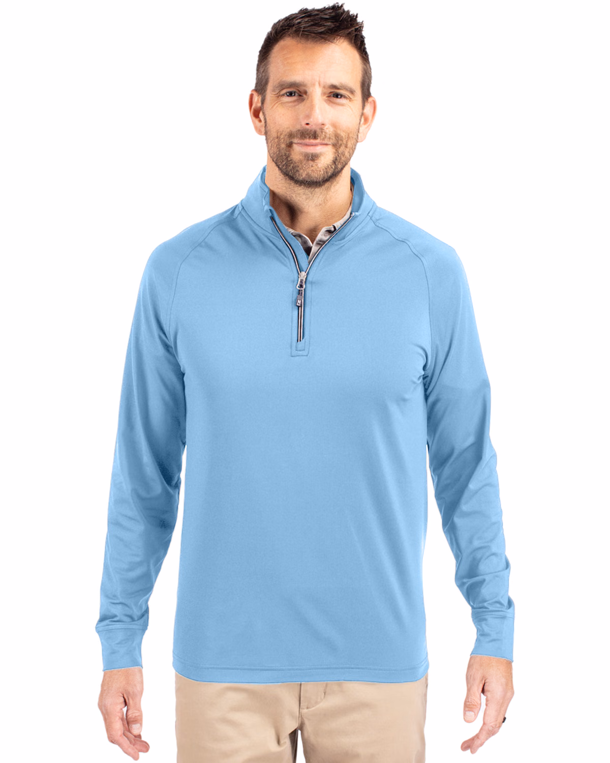 Custom Cutter & Buck Adapt Recycled Soft Knit Stretch Mens Quarter Zip Pullover