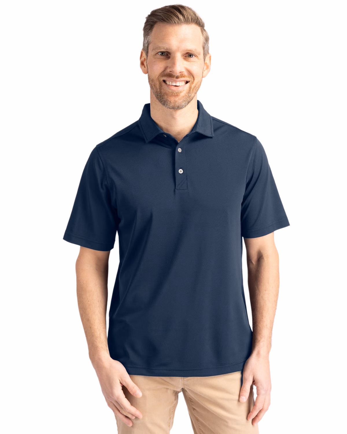 Custom Cutter & Buck Virtue Recycled Featherlight Pique Mens Polo — Navy Blue front