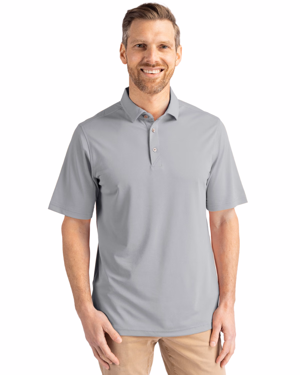 Custom Cutter & Buck Virtue Recycled Featherlight Pique Mens Polo — Polished front