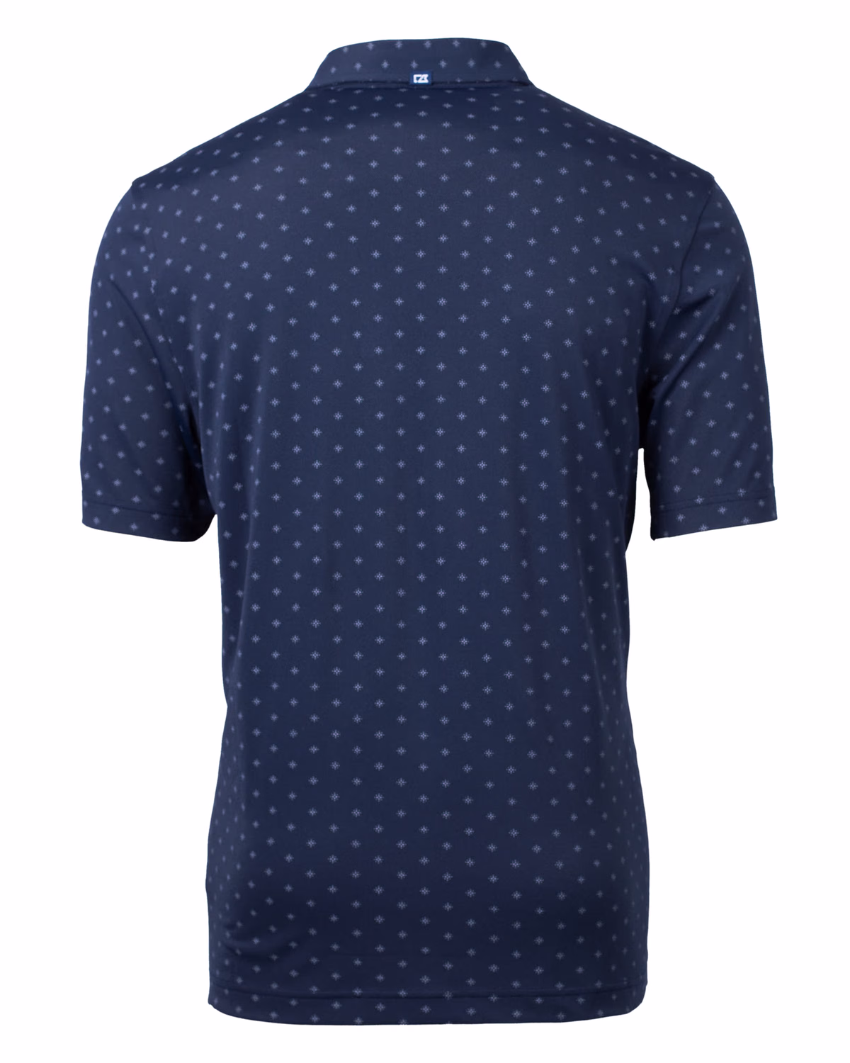 Custom Cutter & Buck Virtue Recycled Tile Print Featherlight Pique Mens Polo — Navy Blue flat front