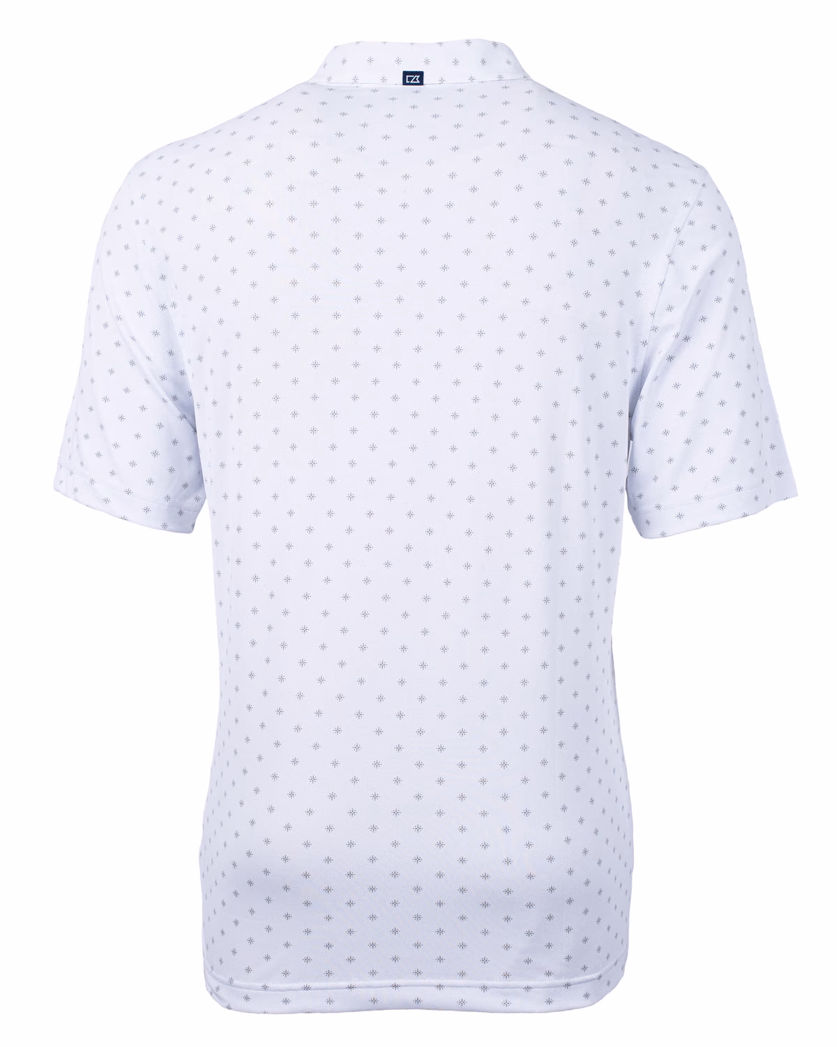 Custom Cutter & Buck Virtue Recycled Tile Print Featherlight Pique Mens Polo — White flat front